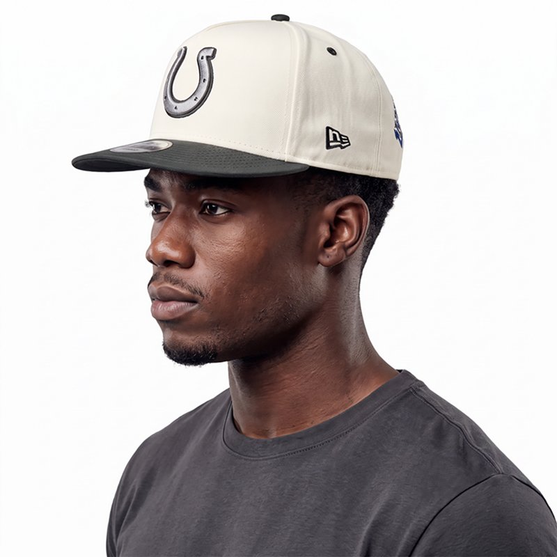 New Era Men's Cream Indianapolis Colts 2026 Rivalries Collection Fan Pack A-Frame 9FIFTY Snapback Hat - Cream, Charcoal