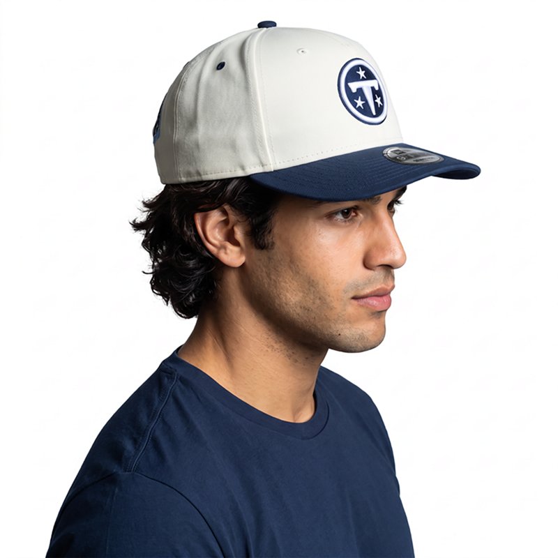 New Era Men's Cream Tennessee Titans 2026 Rivalries Collection Fan Pack A-Frame 9FIFTY Snapback Hat - Cream, Navy