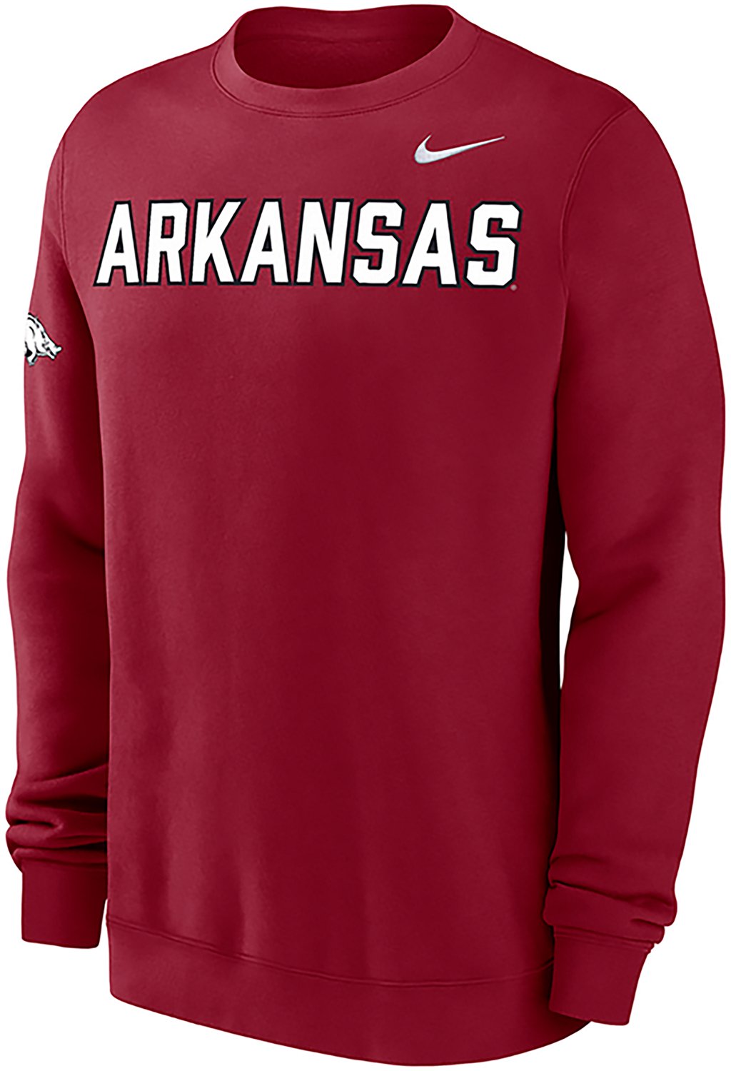 Nike Men's Arkansas School Name Club Fleece Teamwear Long Sleeve Crewneck Sweatshirt