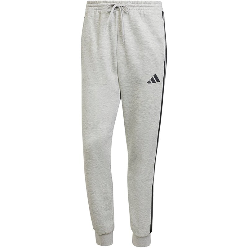 adidas Men's Essentials 3-Stripes Fleece Jogger Pants in Medium Grey Heather/Black