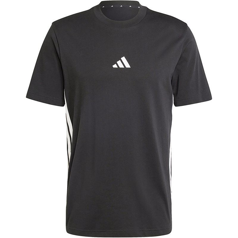 adidas Men's Essentials 3-Stripes Single-Jersey T-Shirt in Black/White Size: Large
