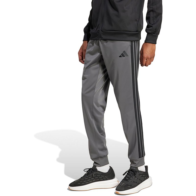 adidas Men's Regular-Fit Tapered Stripe Track Pants - Gresix/bla