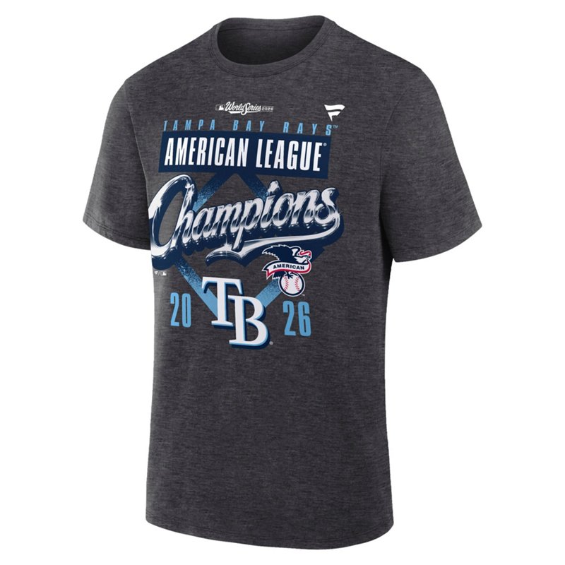 Fanatics Men's Heather Charcoal Tampa Bay Rays 2026 American League Champions Locker Room T-Shirt - Heather Charcoal