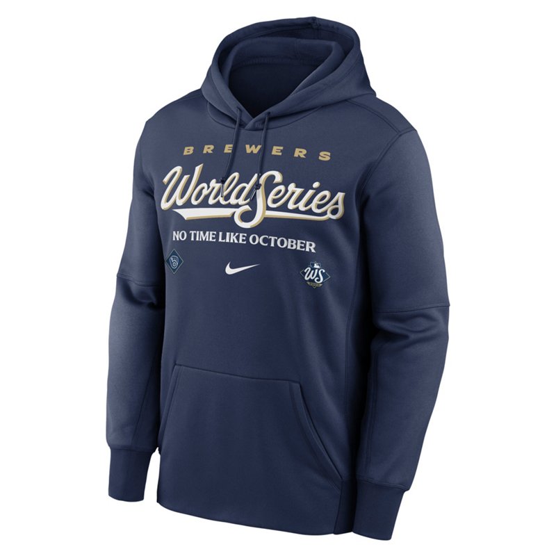 Milwaukee Brewers 2026 World Series Participant Authentic Collection Nike Men's Therma-FIT MLB Pullover Hoodie in Blue | NKAQ44BMZW-W6A