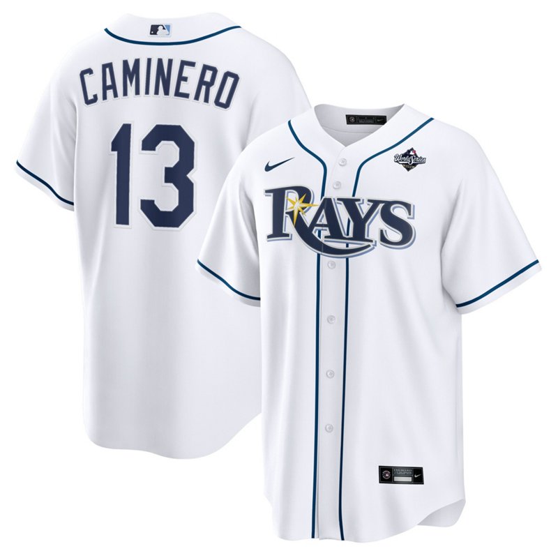 Junior Caminero Tampa Bay Rays 2026 World Series Participant Nike Men's MLB Replica Jersey in White | RE250E6B6RA-HW3