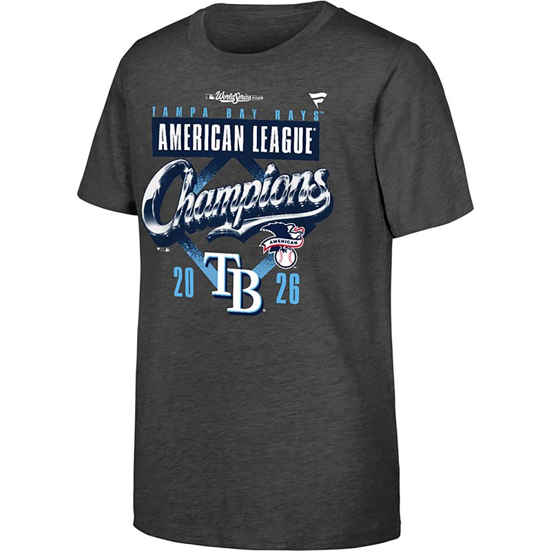 Fanatics Youth Heather Charcoal Tampa Bay Rays 2026 American League Champions Locker Room T-Shirt - Heather Charcoal