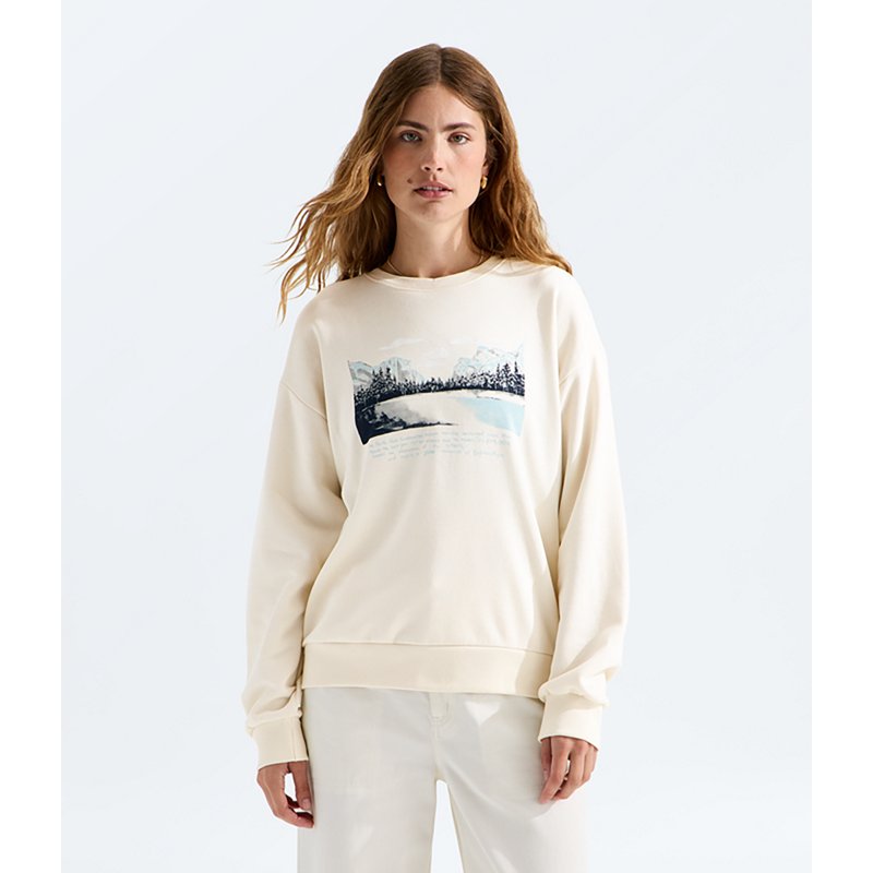 The North Face Women’s Evolution Mountain Oasis Oversize Crew Shirt (Size: 3XL): White Dune