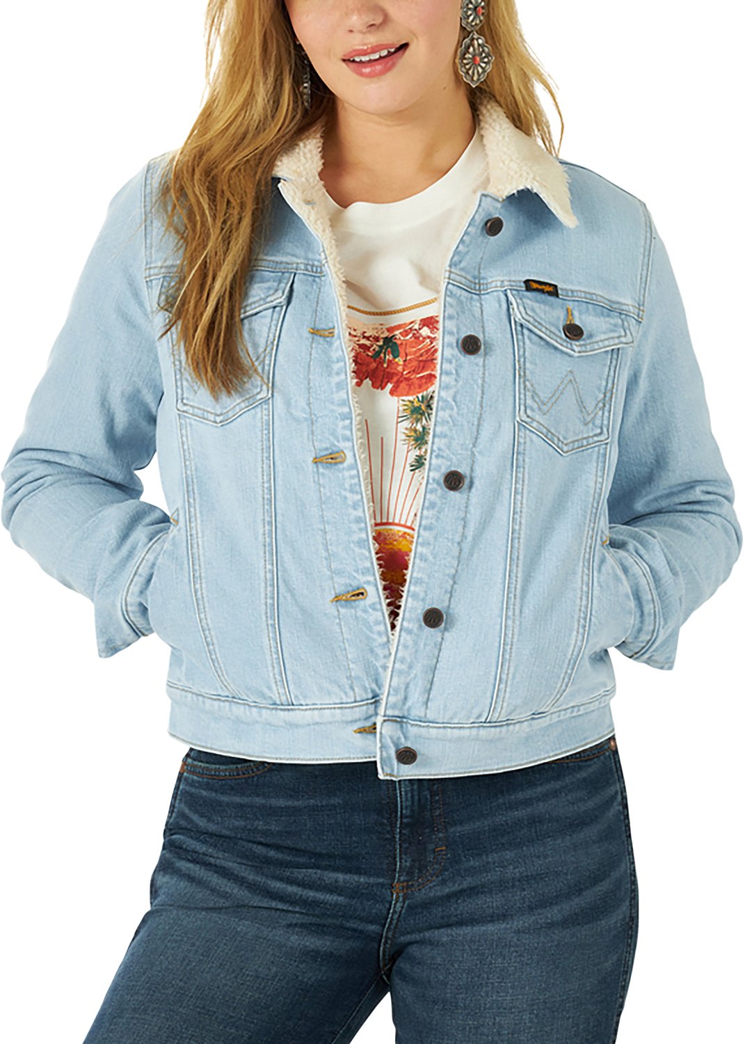 Wrangler Women's Classic Western Sherpa Denim Jacket