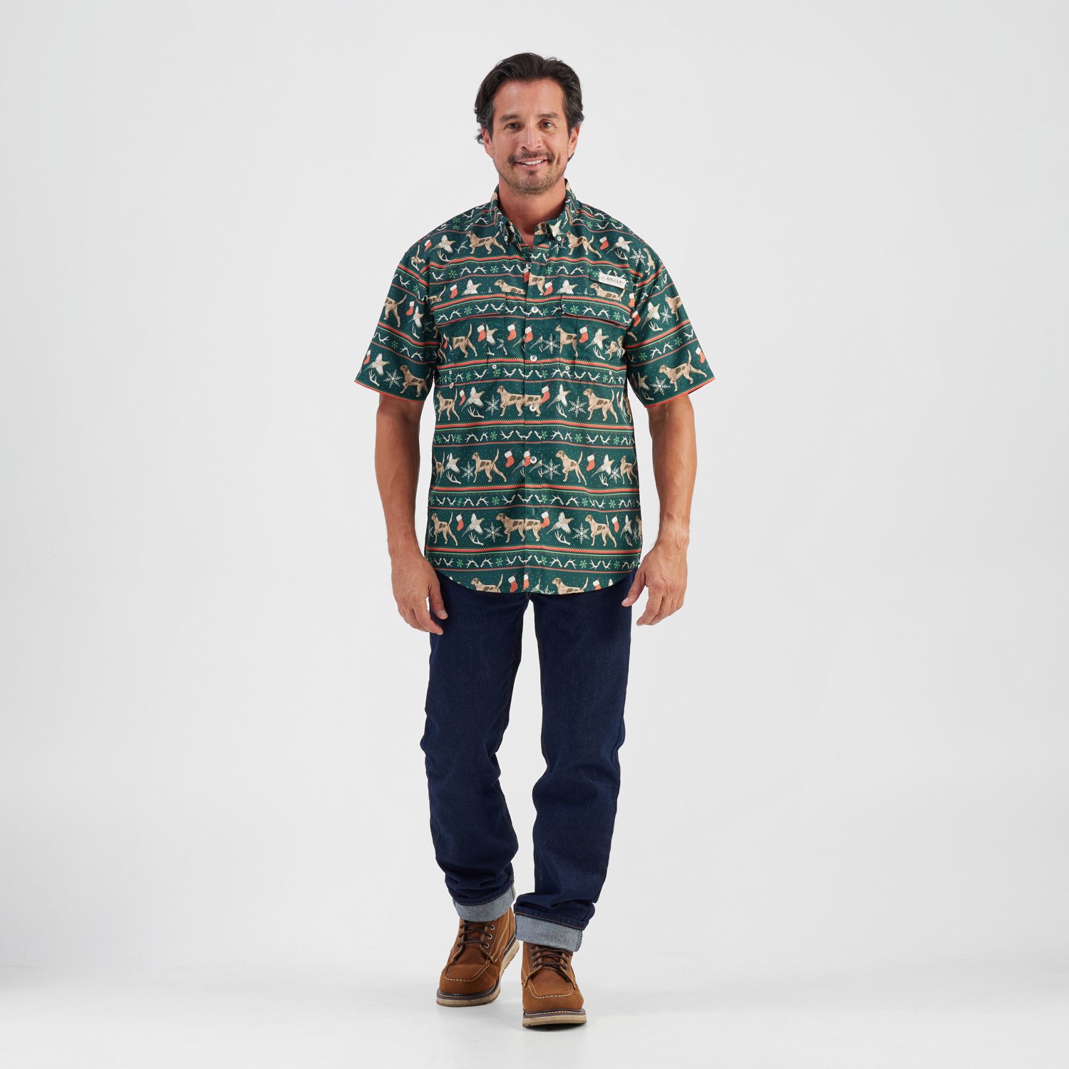 Magellan Outdoors Men's Laguna Madre Holiday Fair Isle Short Sleeve Fishing Shirt - view number 2