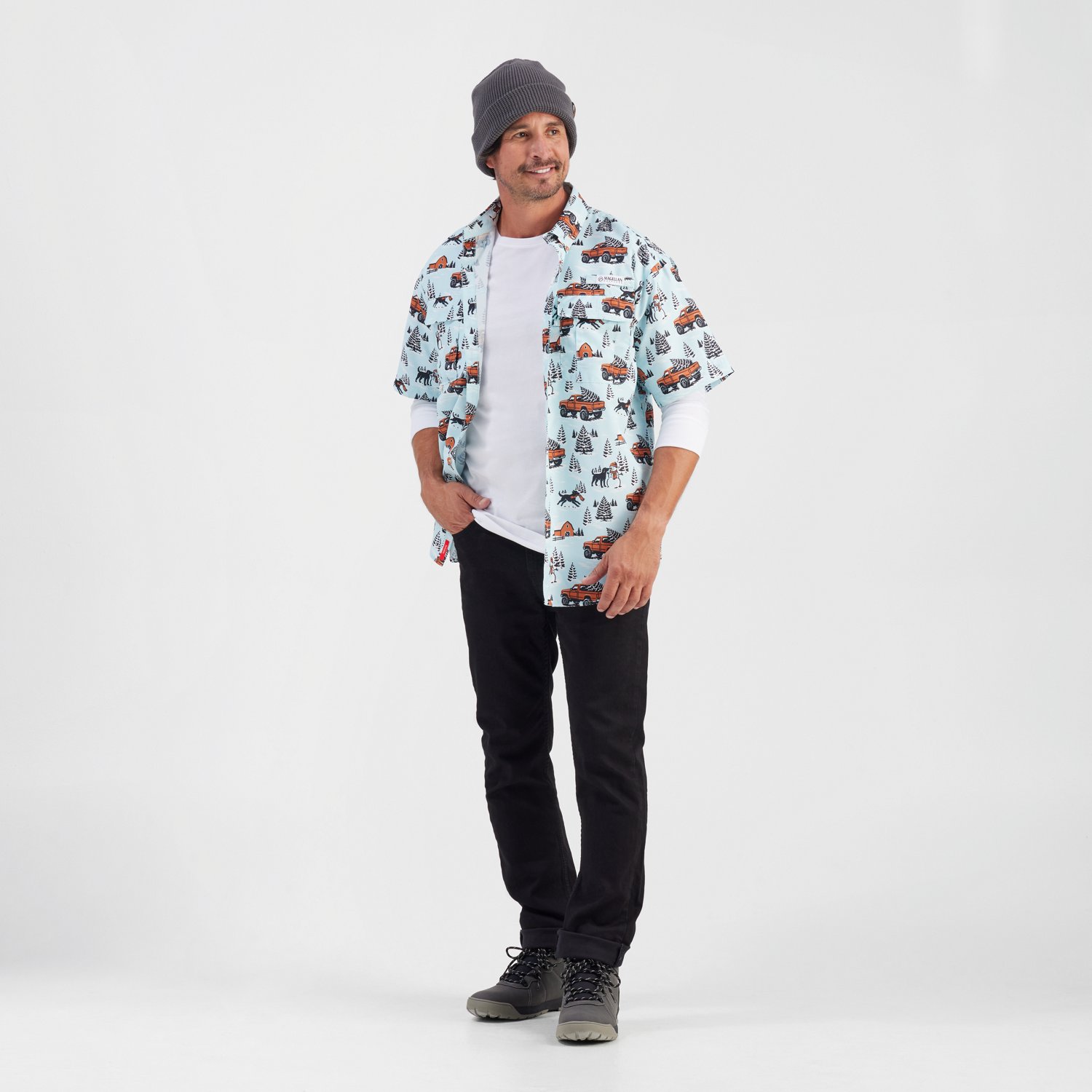 Magellan Outdoors Men's Laguna Madre Holiday Truck Short Sleeve Fishing Shirt - view number 2