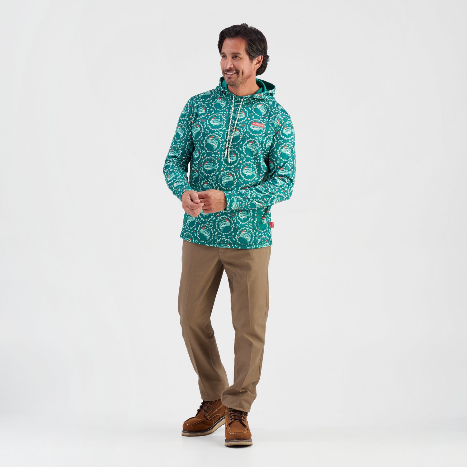 Magellan Outdoors Men's Holiday Merry Fishmas Fleece Hoodie - view number 3