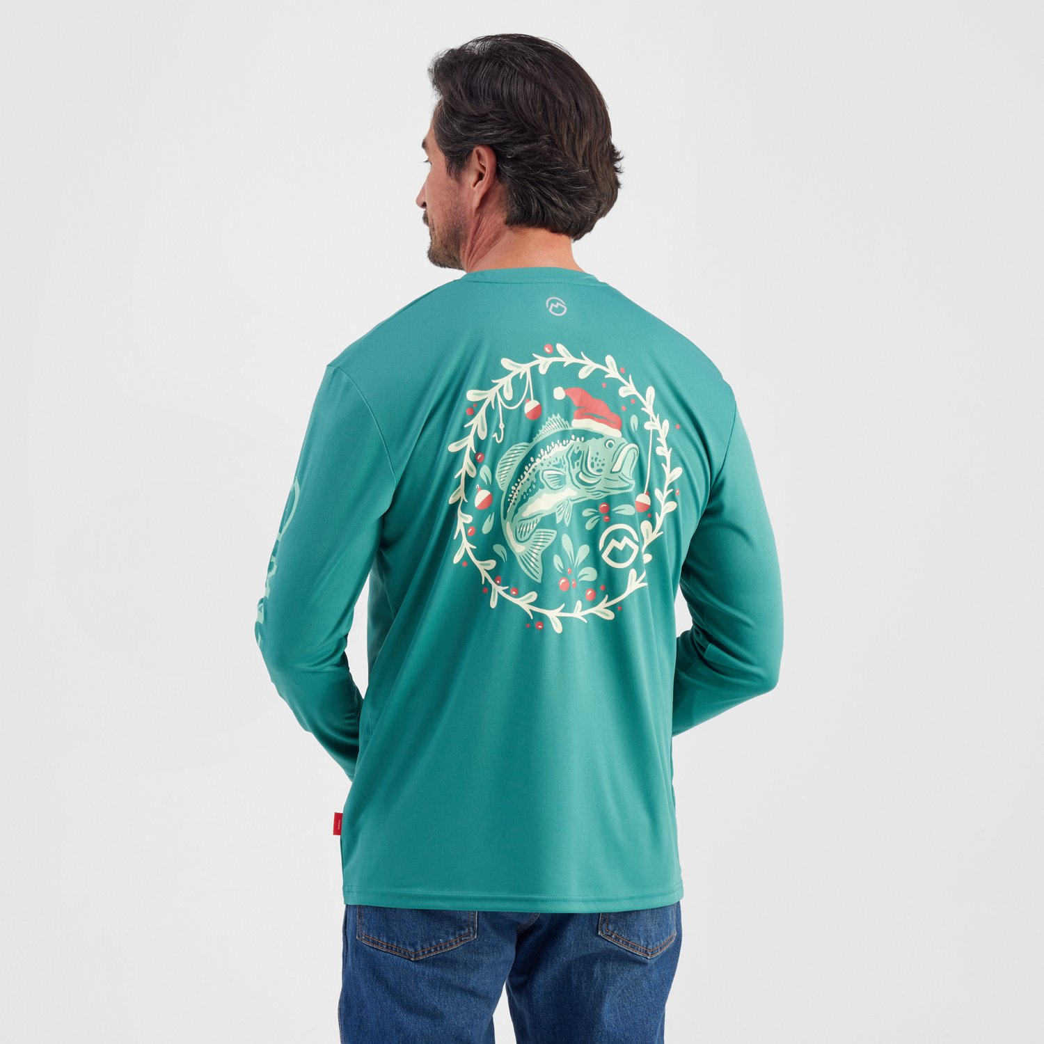 Magellan Outdoors Men's Holiday Merry Fishmas GFX Crew Long Sleeve T-shirt