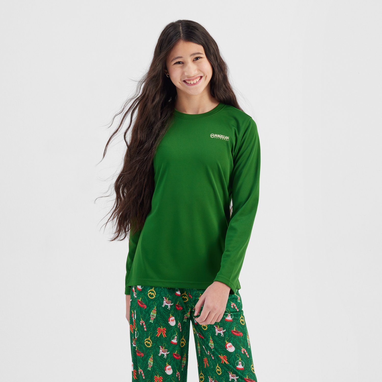 Magellan Outdoors Girls' Holiday Ornament Graphic Crew Long Sleeve T-shirt - view number 2