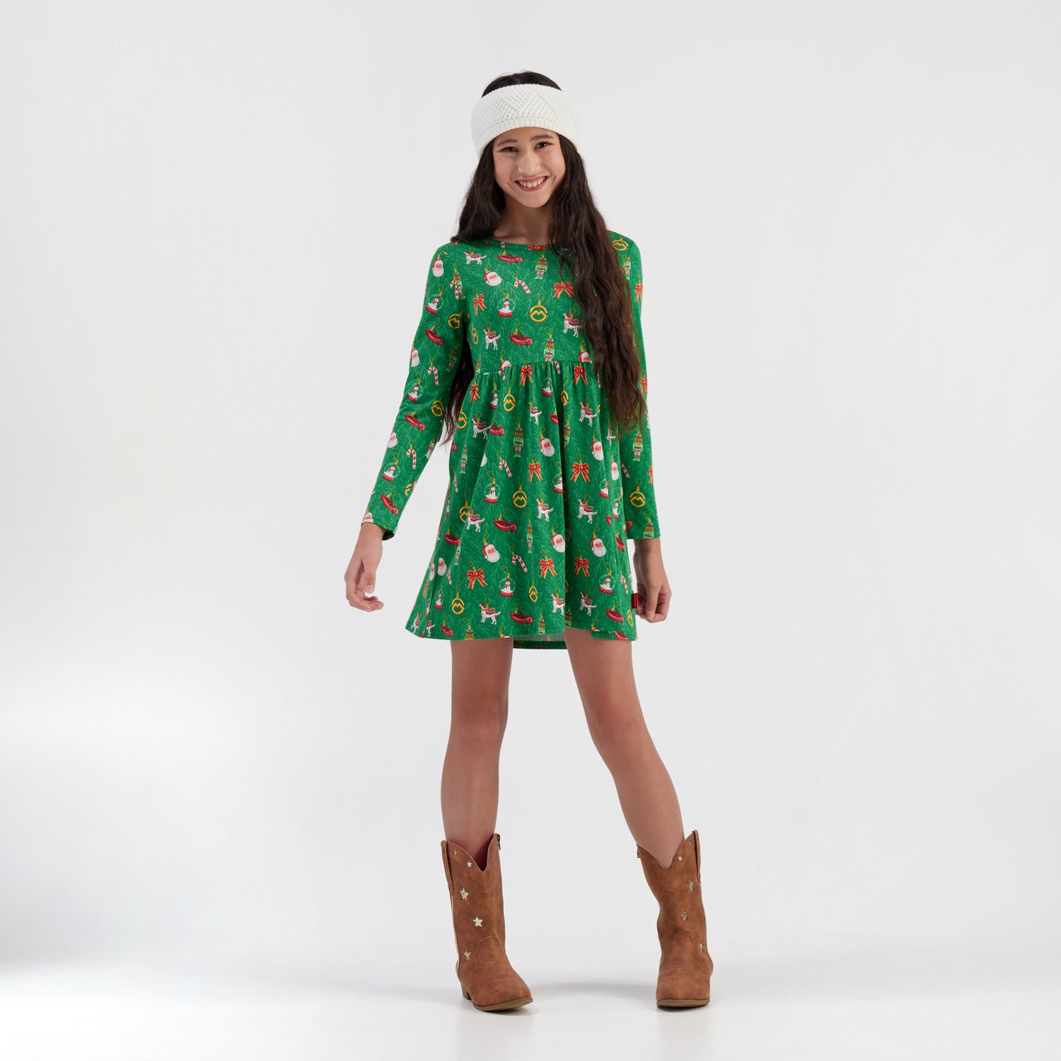 Magellan Outdoors Girls' Holiday Ornament Long Sleeve Dress - view number 2