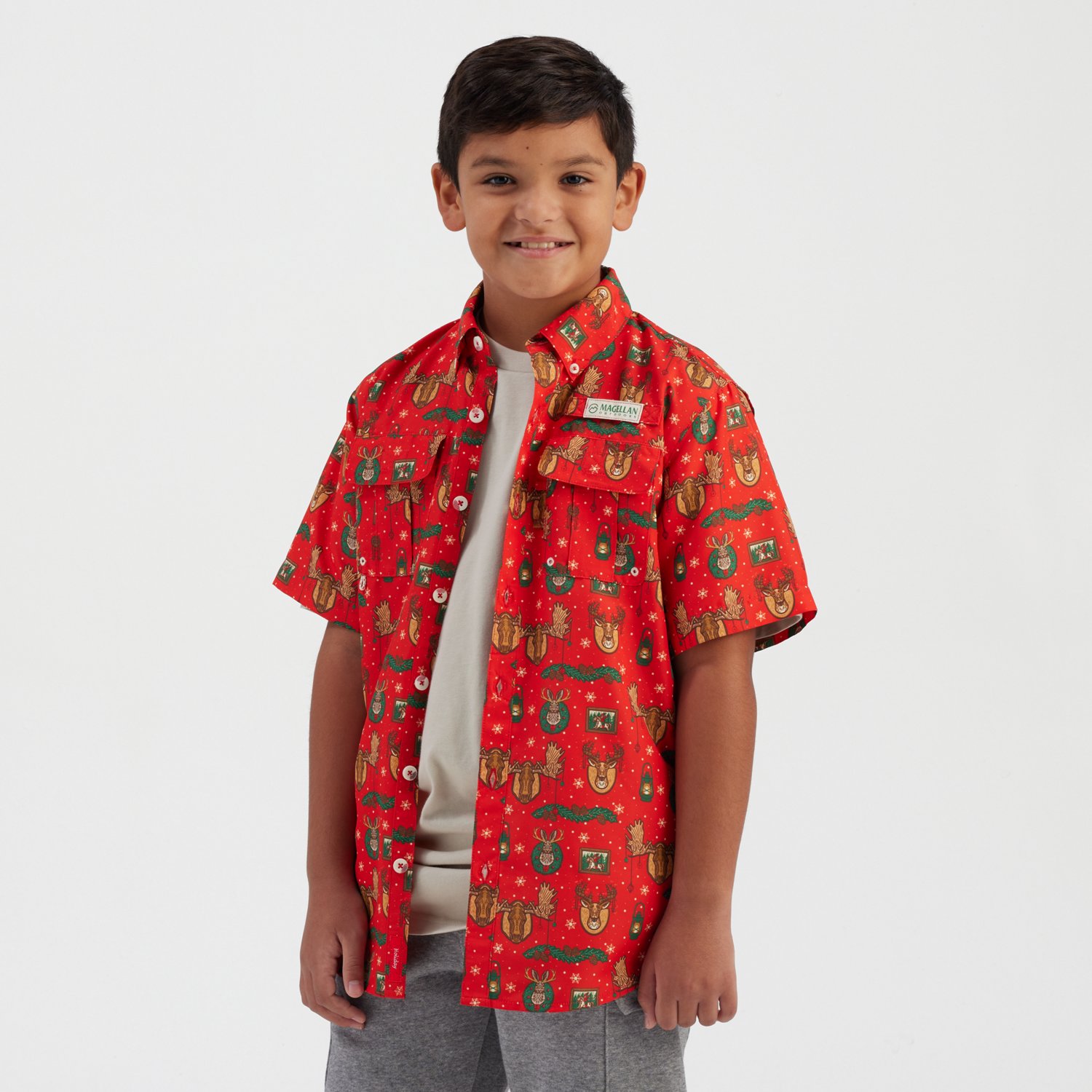 Magellan Outdoors Boys' Laguna Madre Holiday Hunting Wall Fishing Shirt