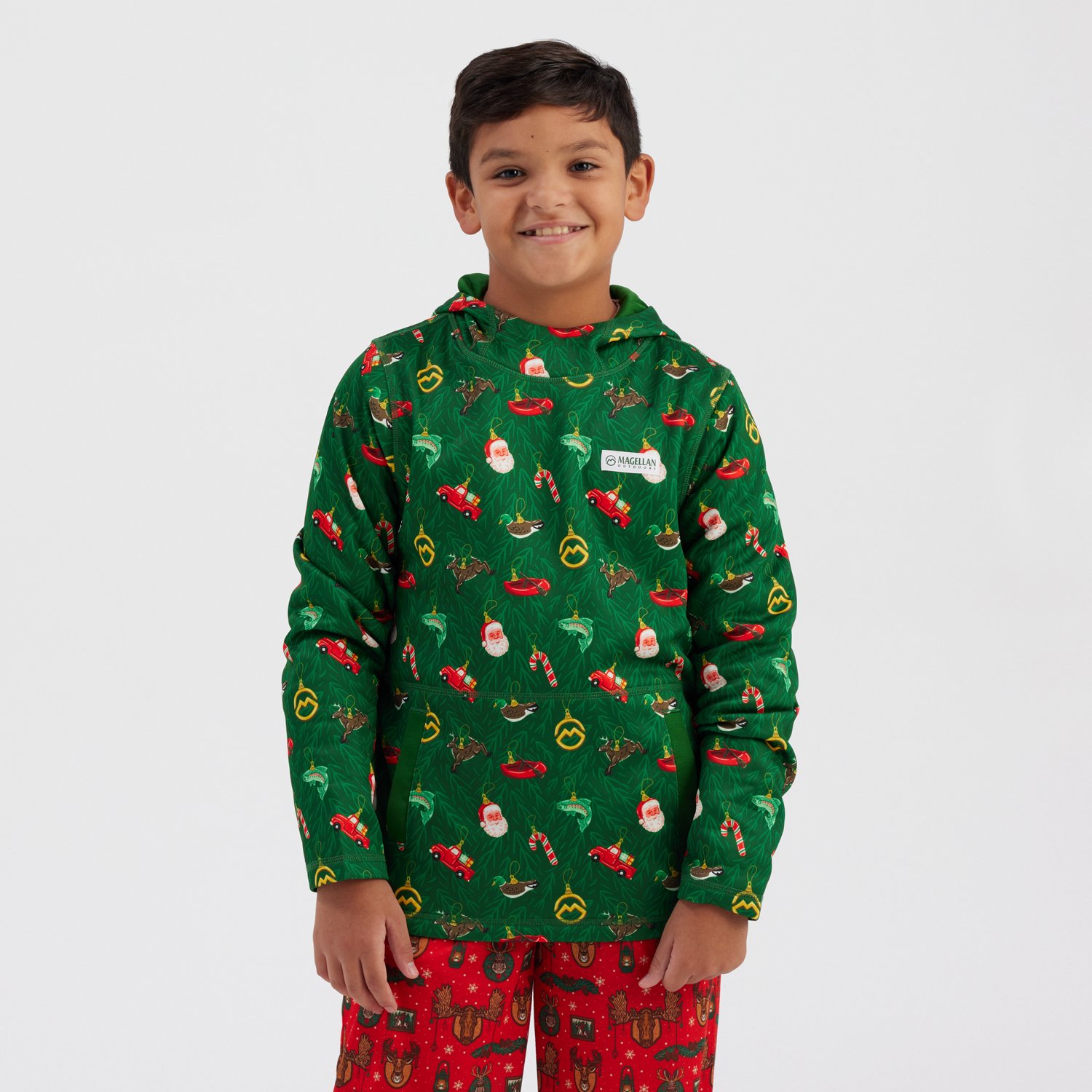 Magellan Outdoors Boys' Holiday Ornaments Fleece Hoodie