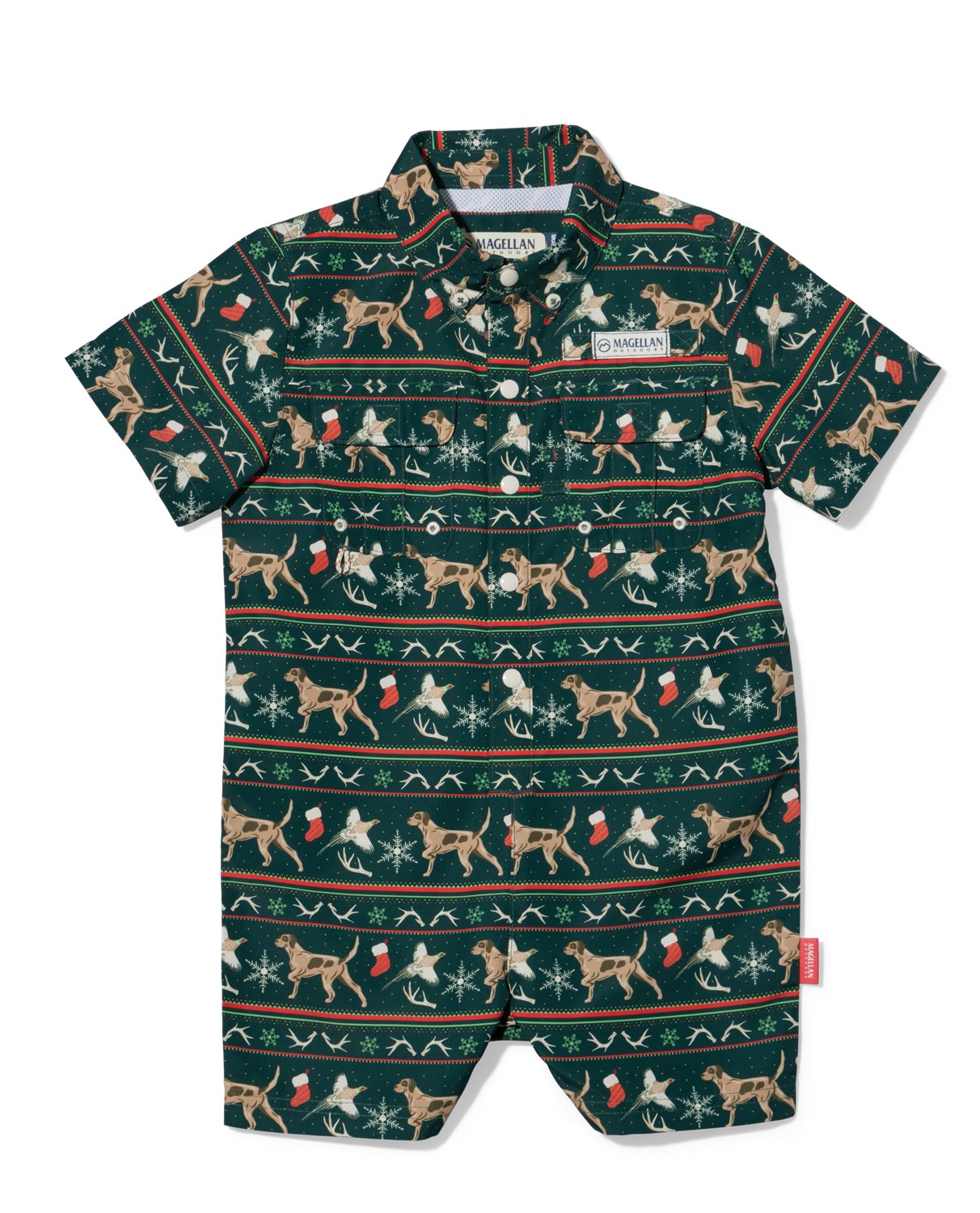 Magellan Outdoors Toddler Boys' Holiday Fair Isle Short Sleeve Shortall