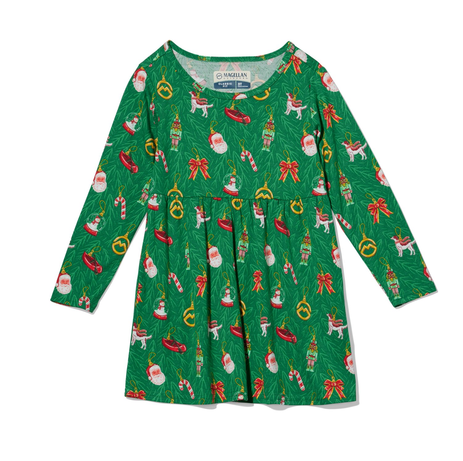 Magellan Outdoors Girls' Preschool Holiday Ornament Long Sleeve Dress