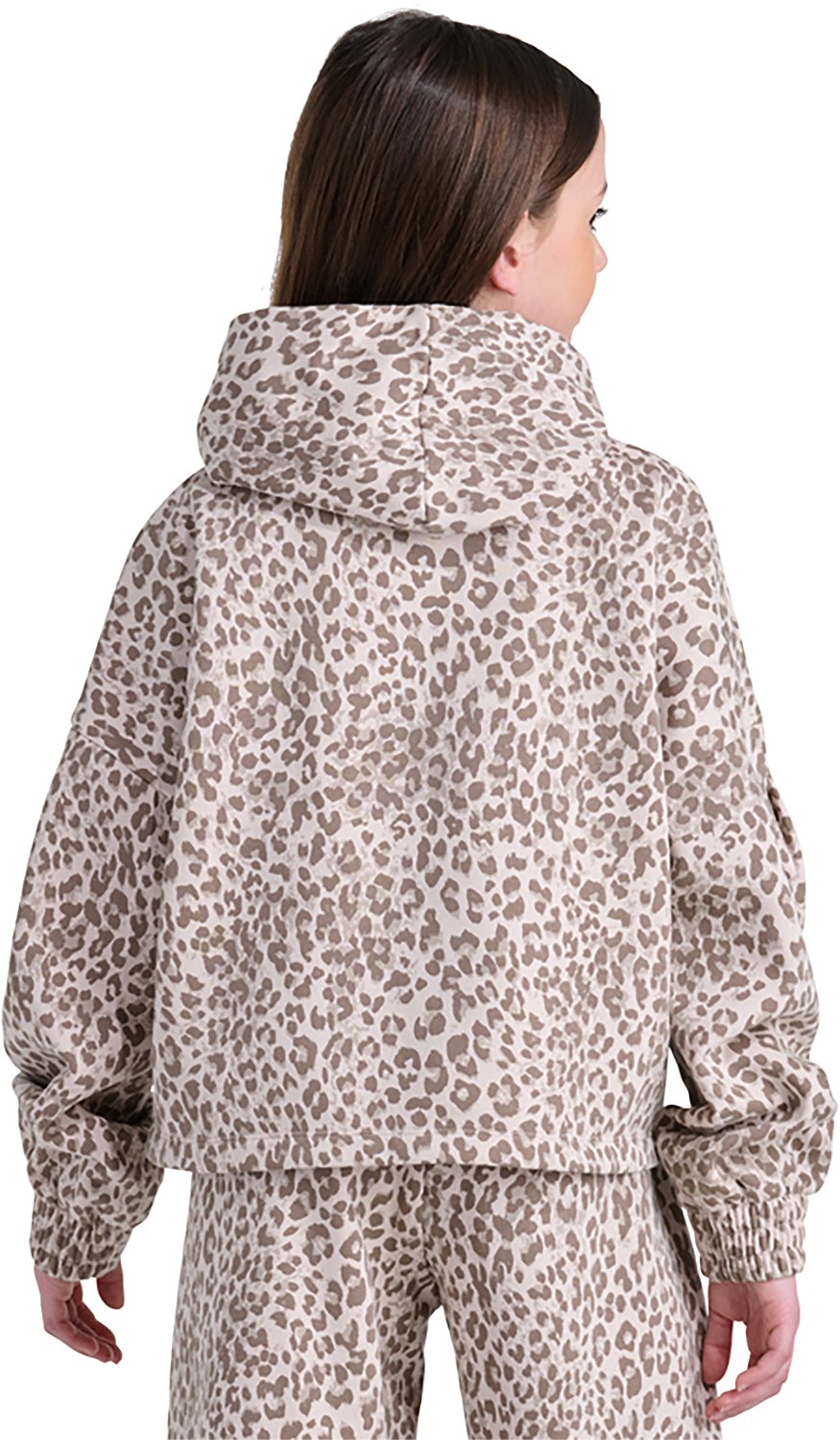 adidas Girls' Allover Print Pleaded Sleeve Pullover Hoodie - view number 2