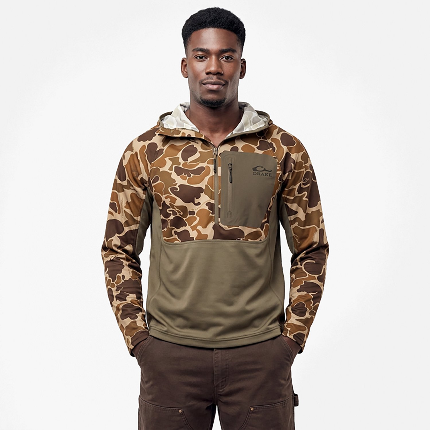 Drake Men's EST Performance 1/2 Zip Camo Hoodie - view number 2