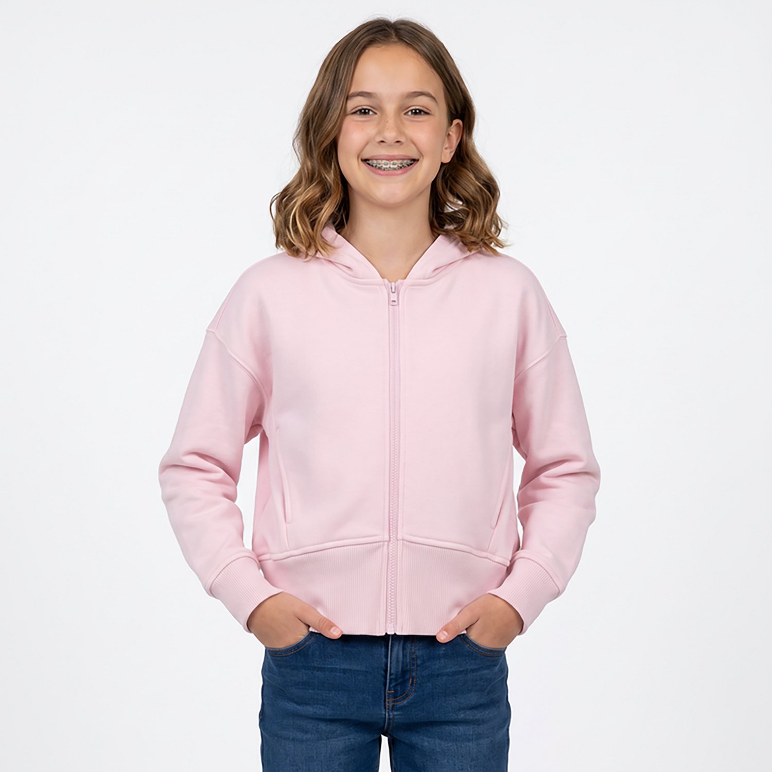 BCG Girls' Cotton Fleece Full-Zip Hoodie