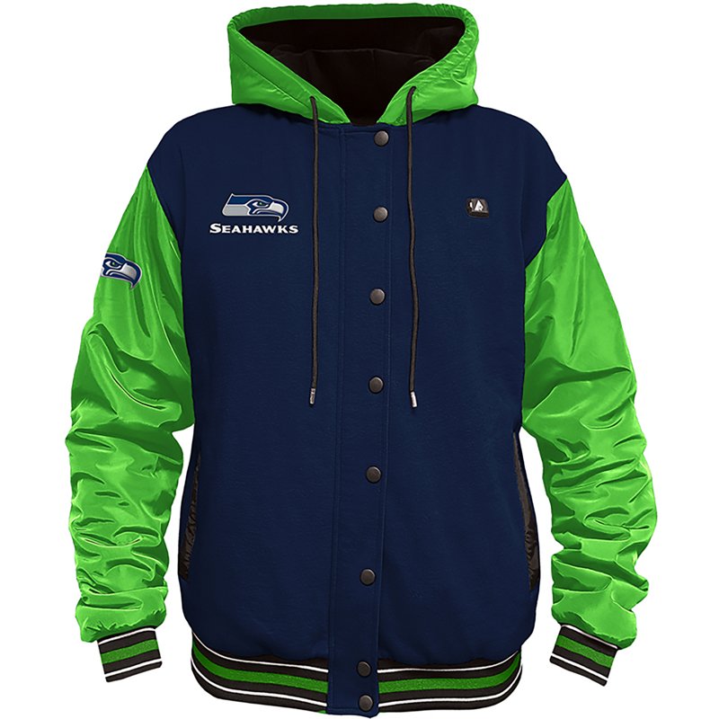 Men's ActionHeat College Navy Seattle Seahawks 5V Heated Varsity Jacket