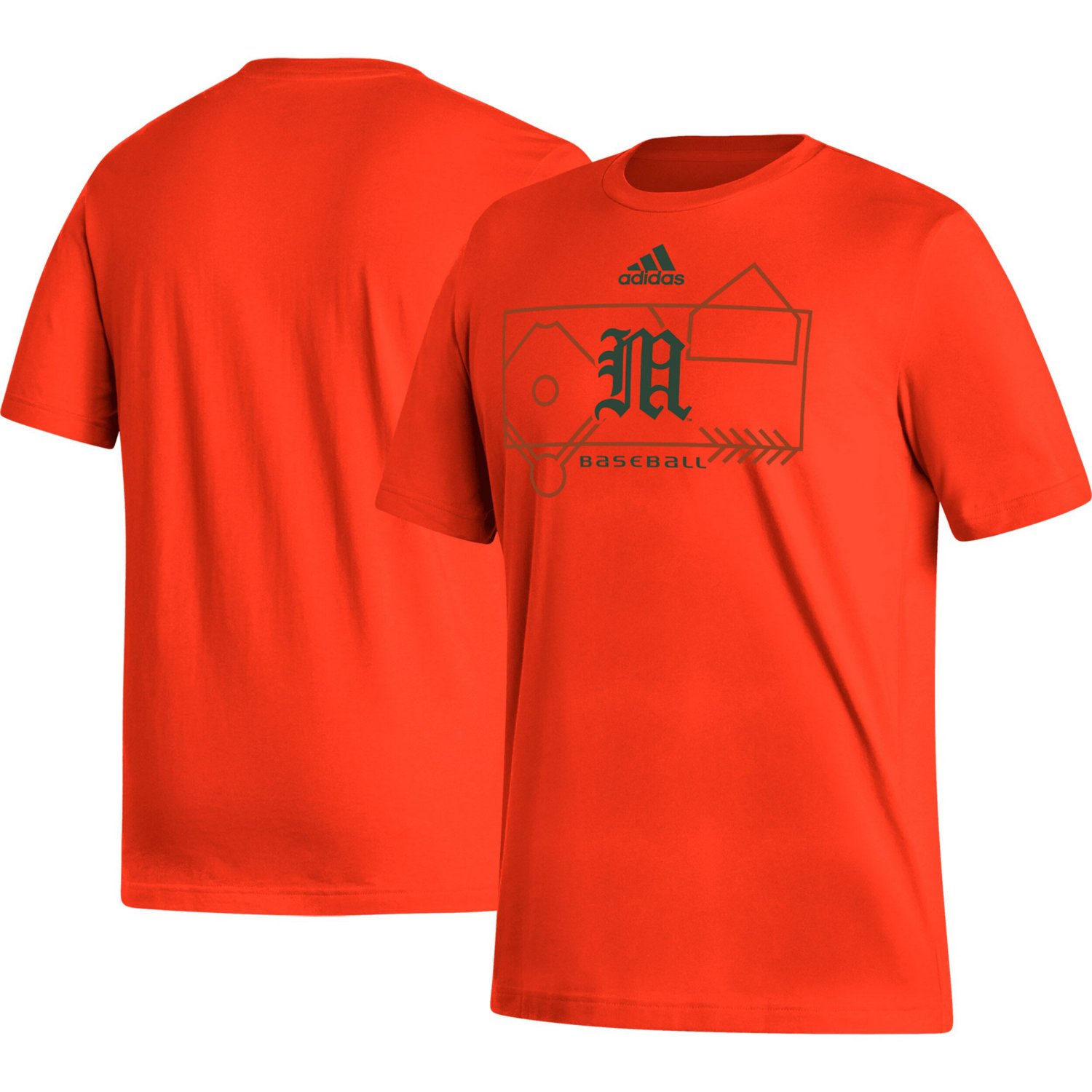 Adidas Miami Hurricanes Locker Lines Baseball Fresh T-shirt 