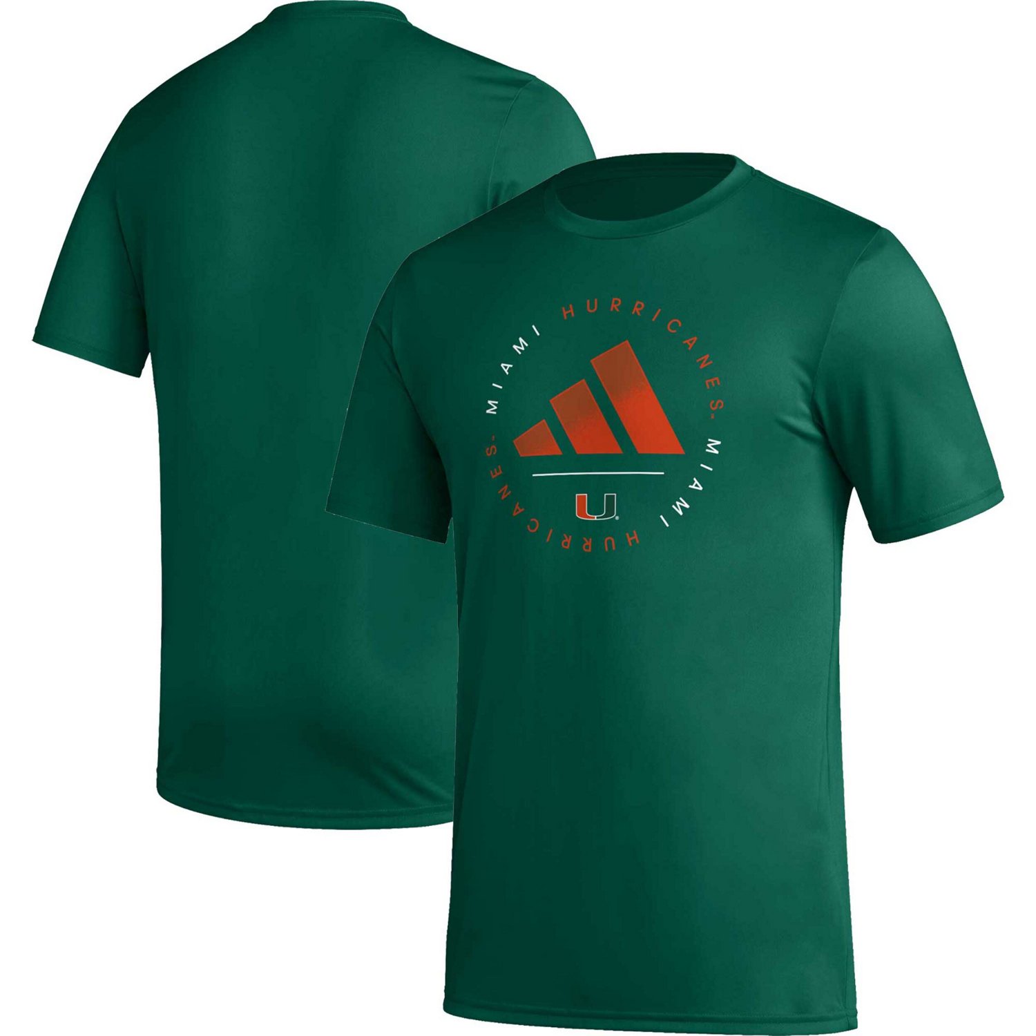 adidas Miami Hurricanes Stripe Up AEROREADY Pregame TShirt Academy