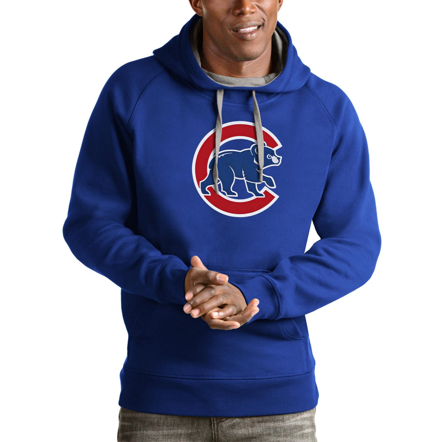 Grand Pull à 1/2 Zippé Antigua Chicago Cubs - Bleu Et Blanc - Taille L - MLB