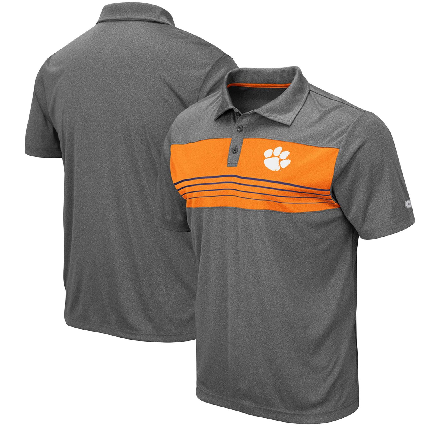 Colosseum Heathered Charcoal Clemson Tigers Smithers Polo | Academy