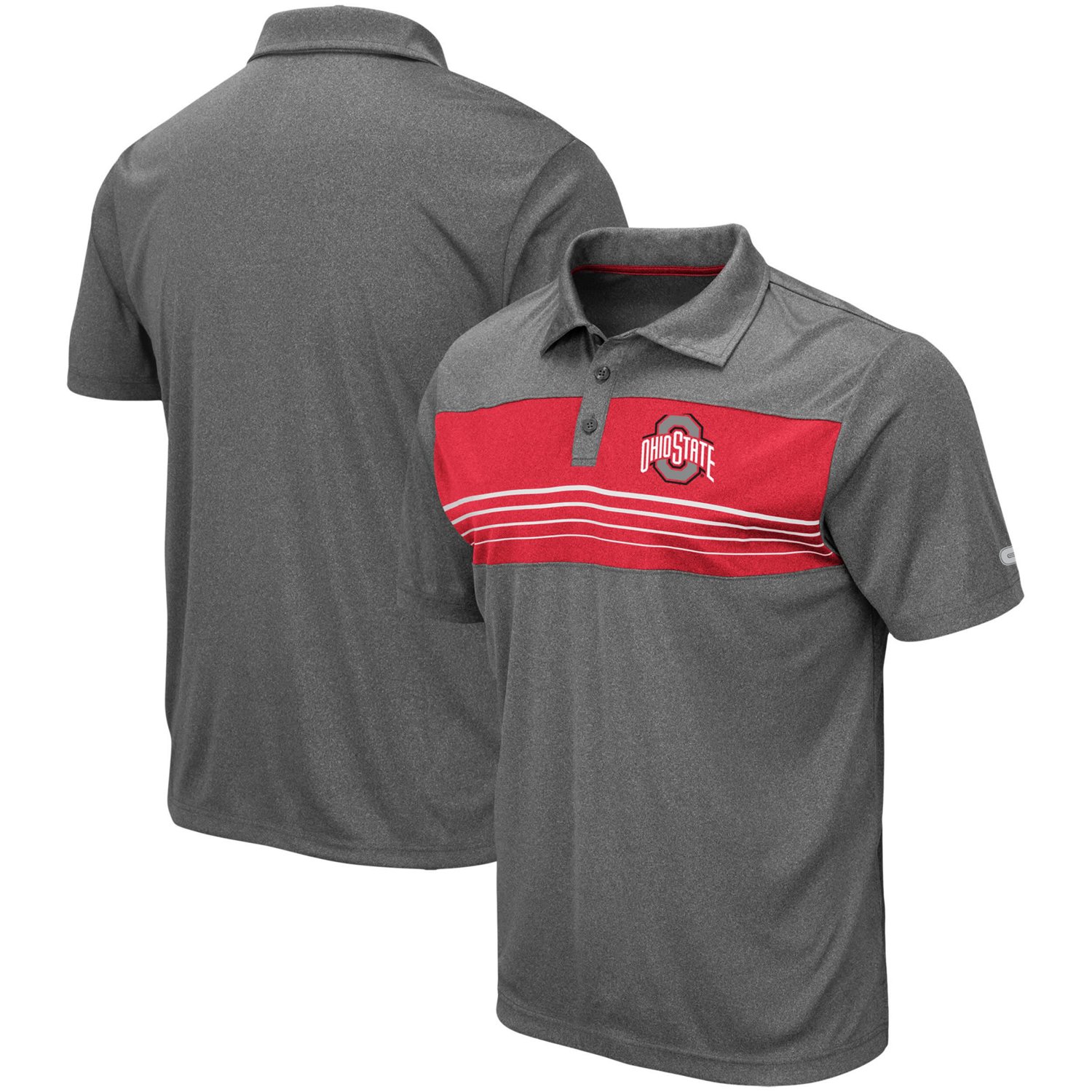 Colosseum Heathered Charcoal Ohio State Buckeyes Smithers Polo | Academy