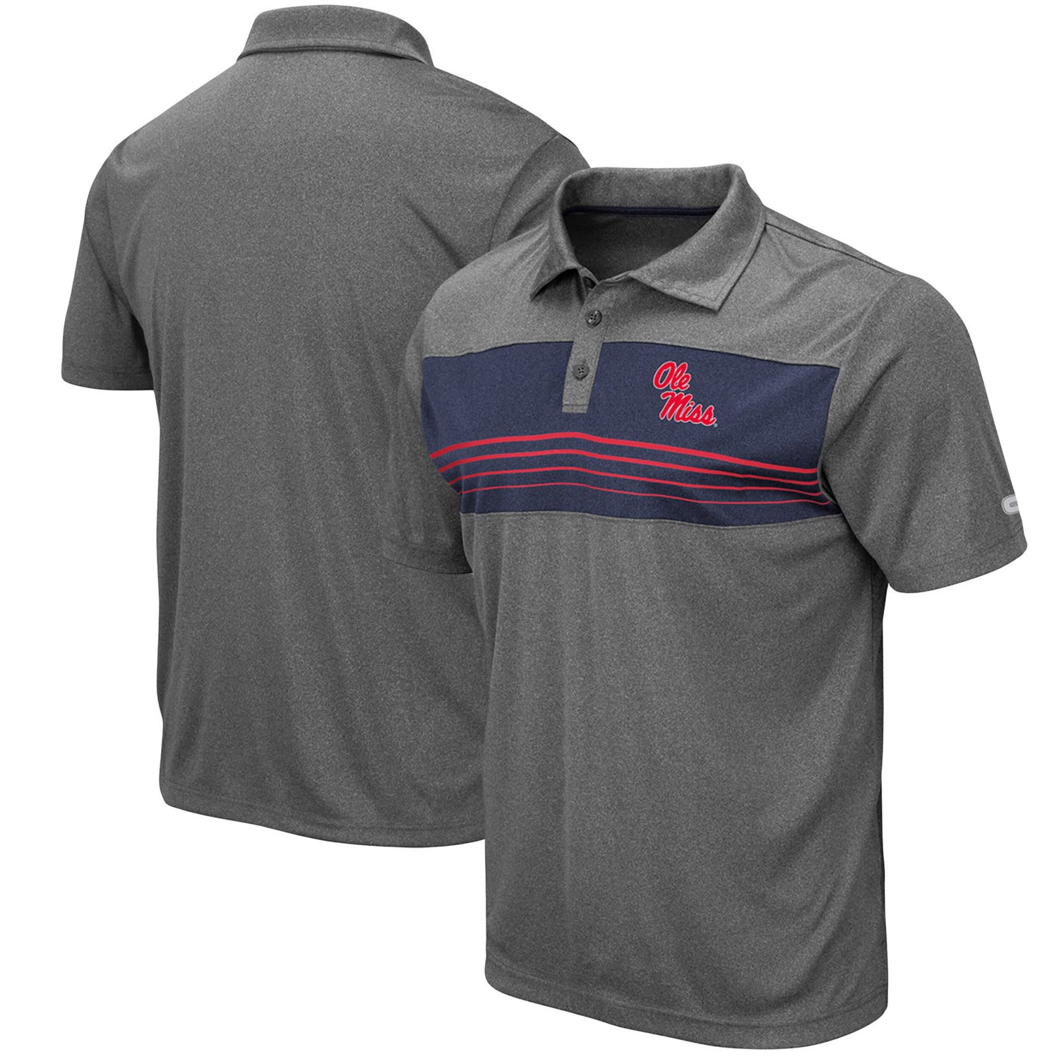 Colosseum Heathered Charcoal Ole Miss Rebels Smithers Polo | Academy