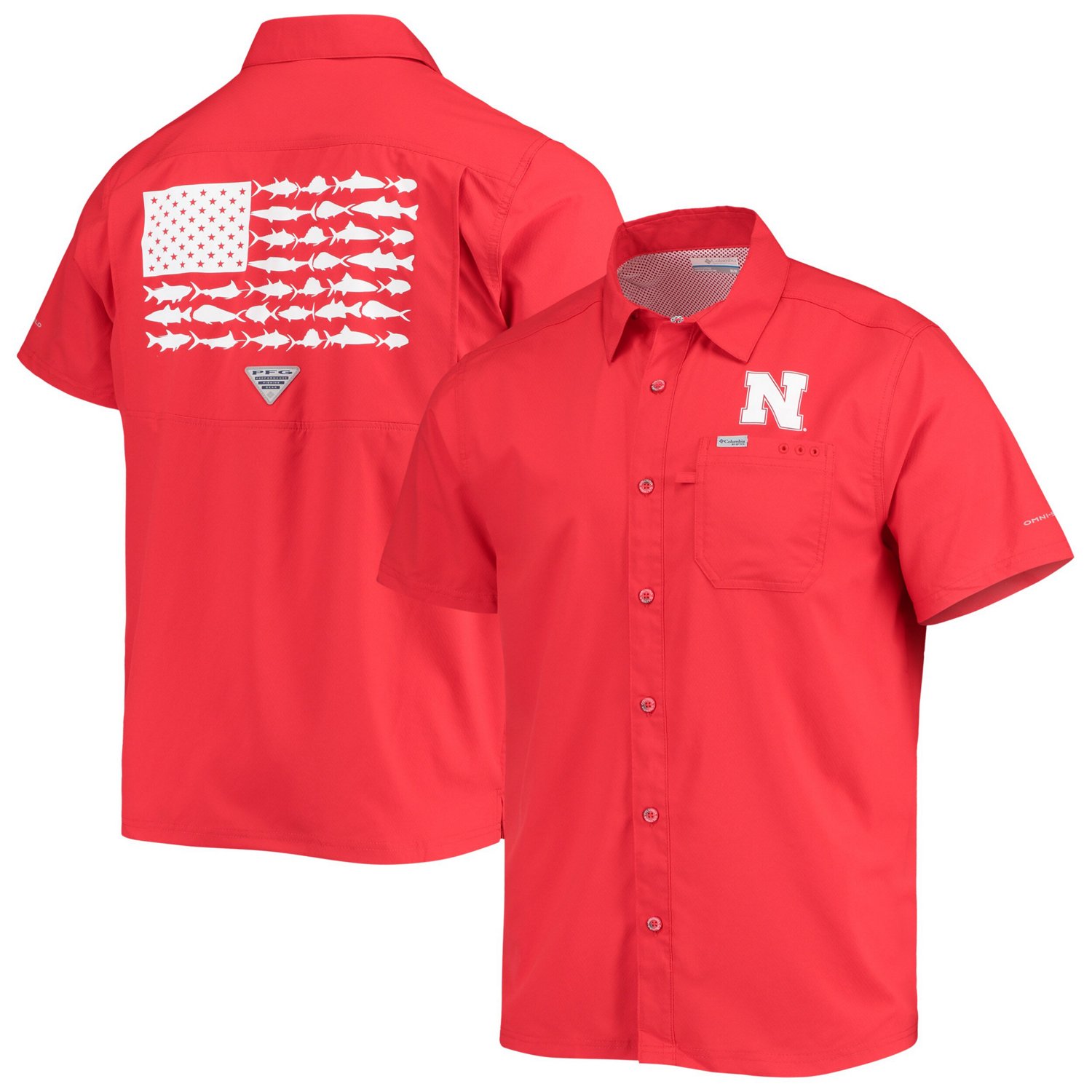 Columbia PFG Nebraska Huskers Slack Tide Camp Button-Up Shirt | Academy