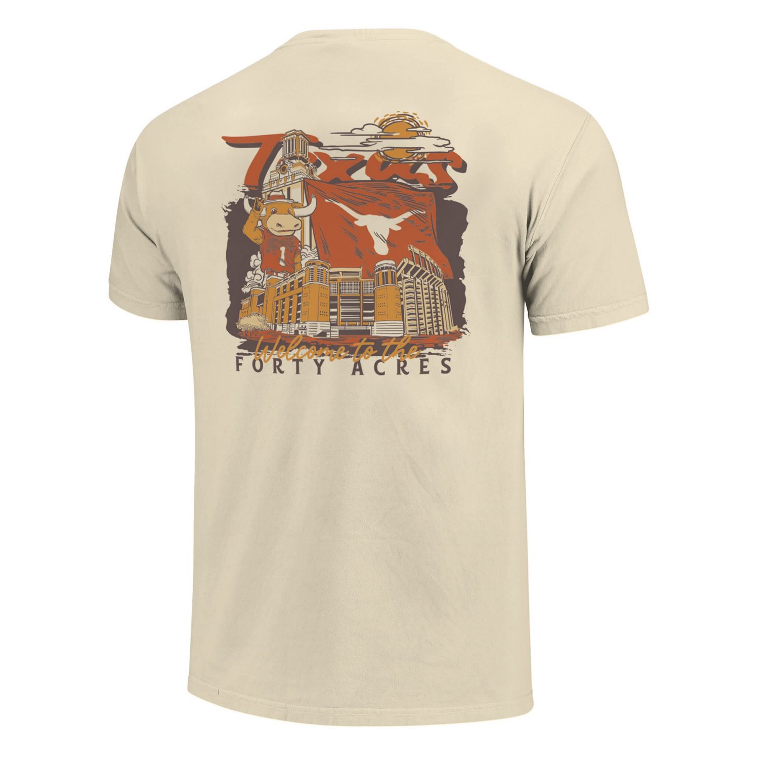 Image One Texas Longhorns Comfort Colors Hand-Drawn Campus Stack T ...