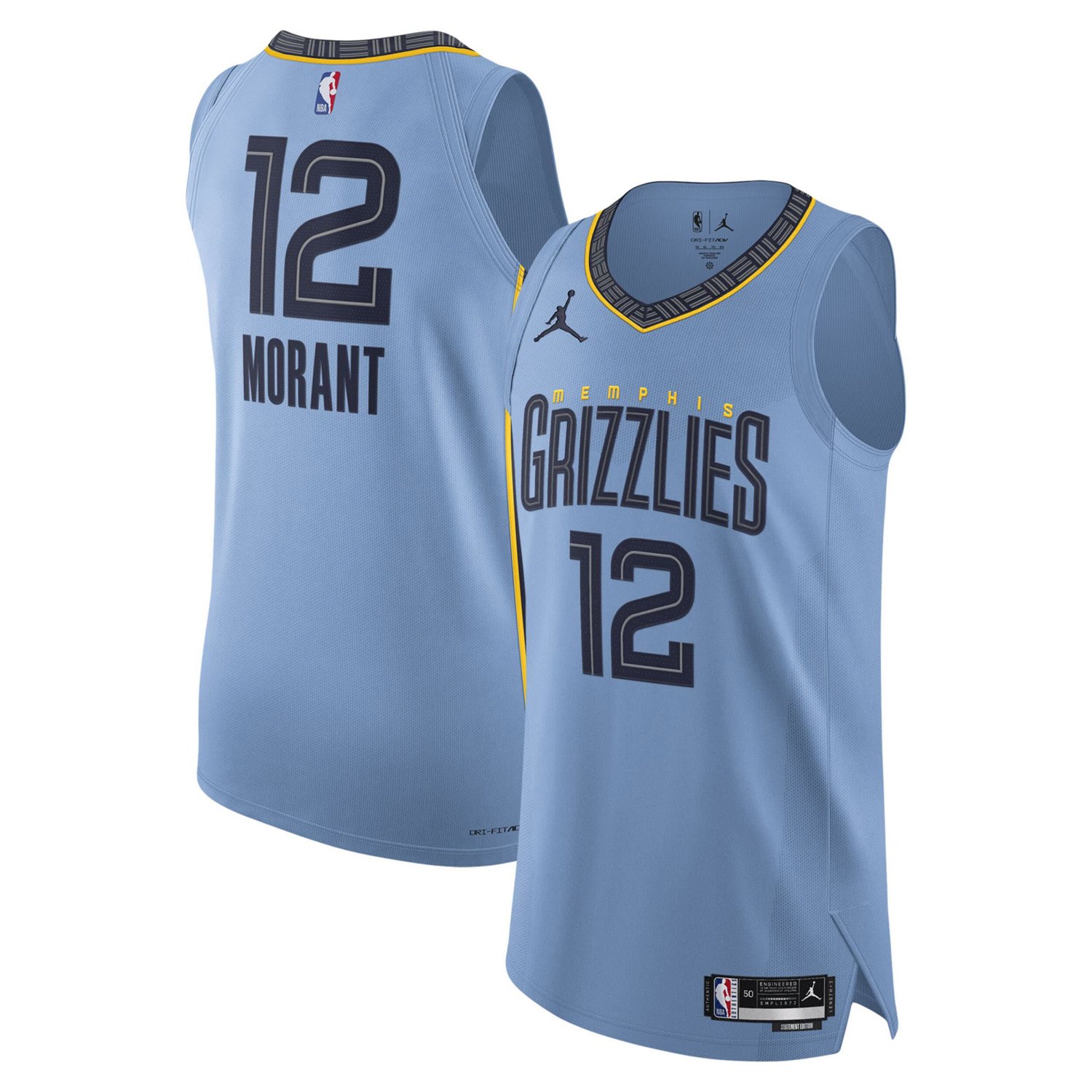 Jordan Brand Ja Morant Light Memphis Grizzlies Authentic Player Jersey ...