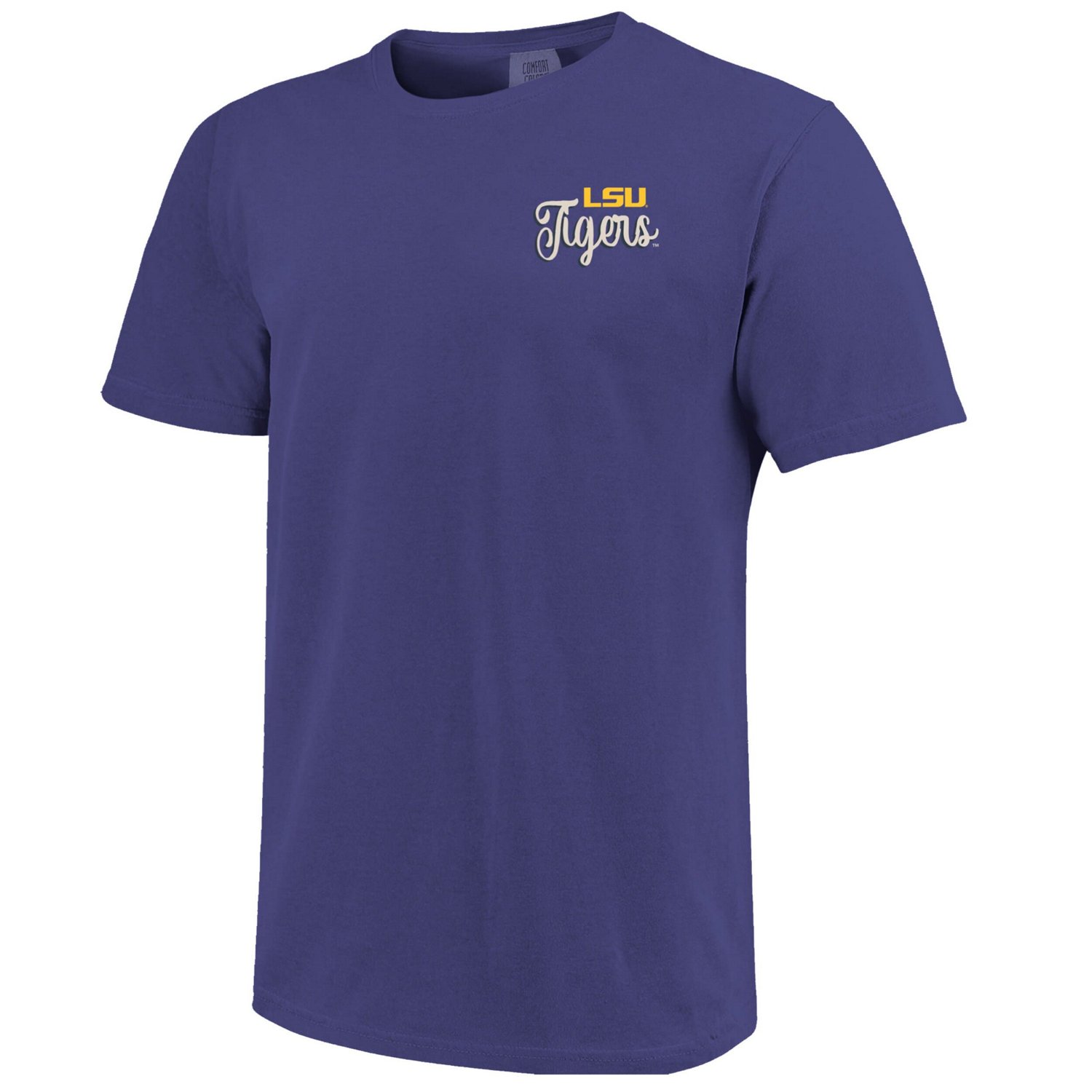 LSU Tigers Comfort Colors Campus Scene Drawing Script T-Shirt | Academy