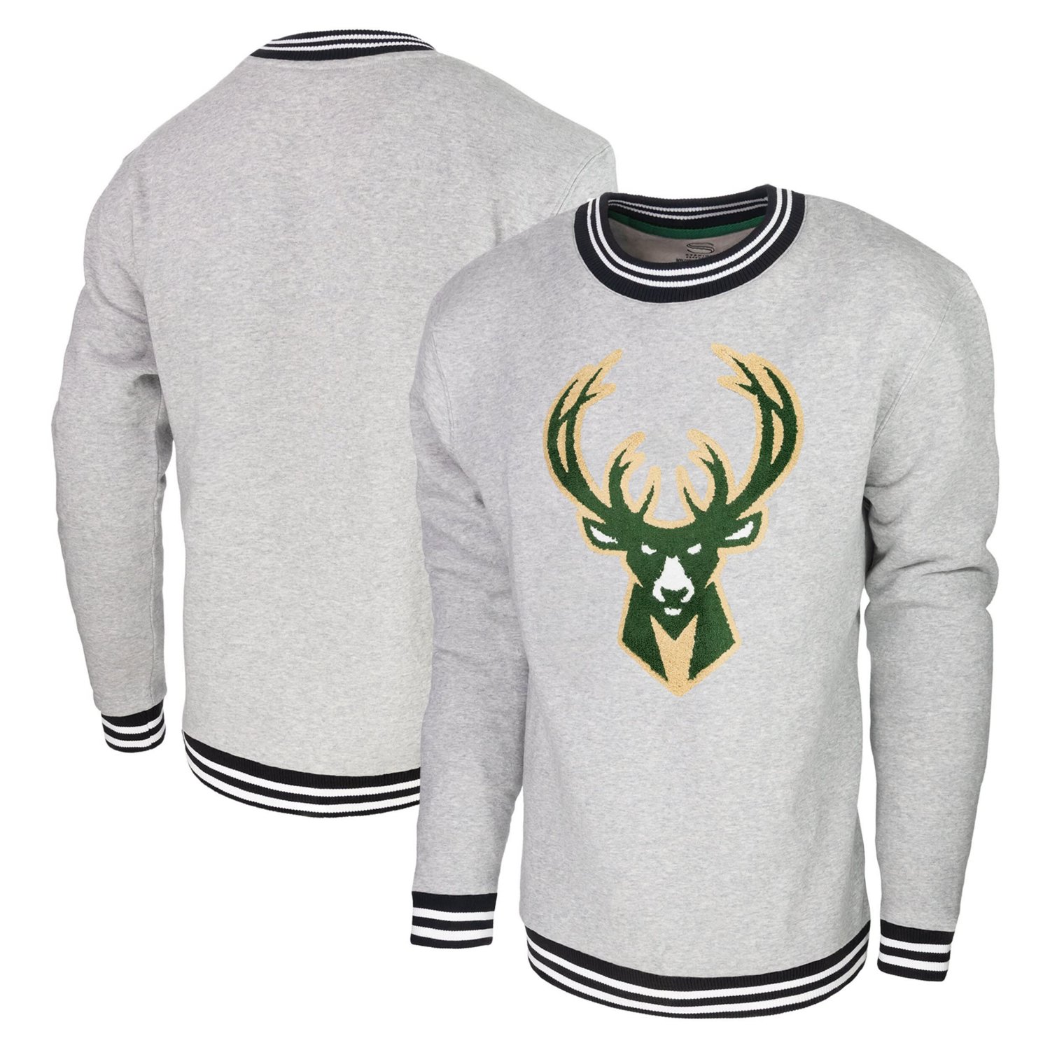 Men's Stadium Essentials Milwaukee Bucks Club Level Pullover Sweatshirt ...