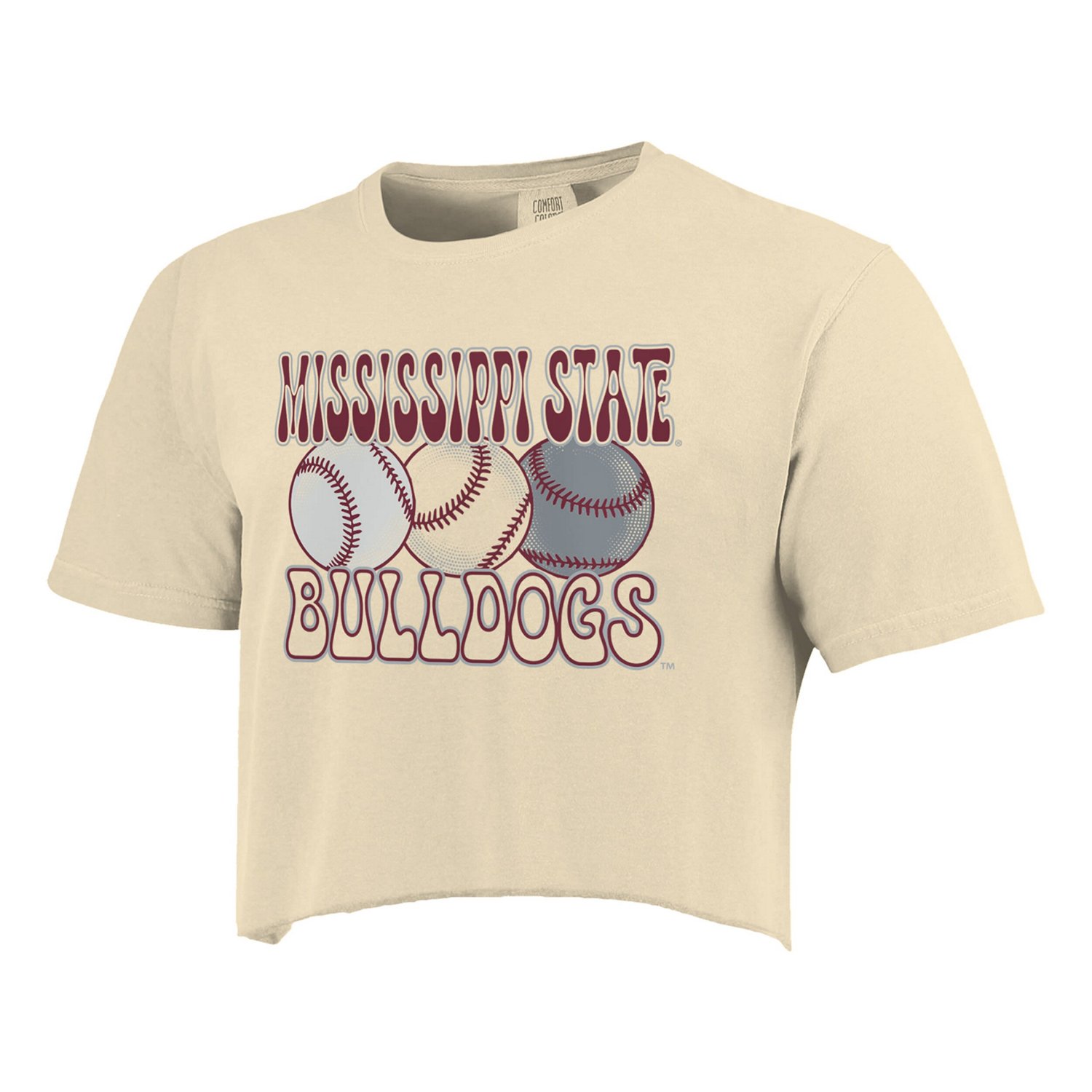 Mississippi State Bulldogs Comfort Colors Baseball Cropped T-Shirt ...