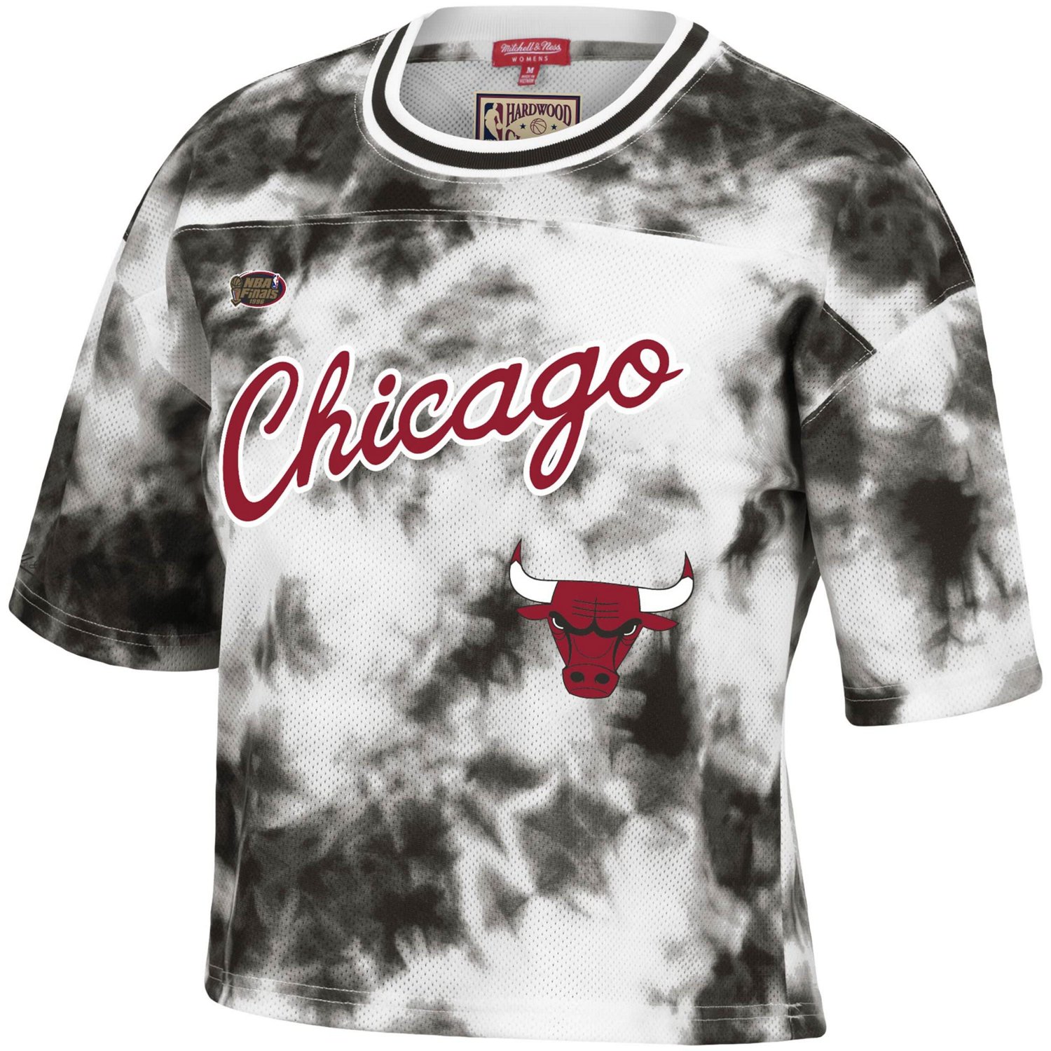 Mitchell Ness /White Chicago Bulls Hardwood Classics Tie-Dye Cropped T ...