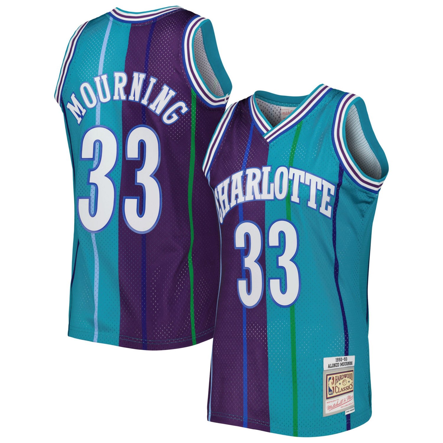 Mitchell Ness Alonzo Mourning /Purple Charlotte Hornets Hardwood ...