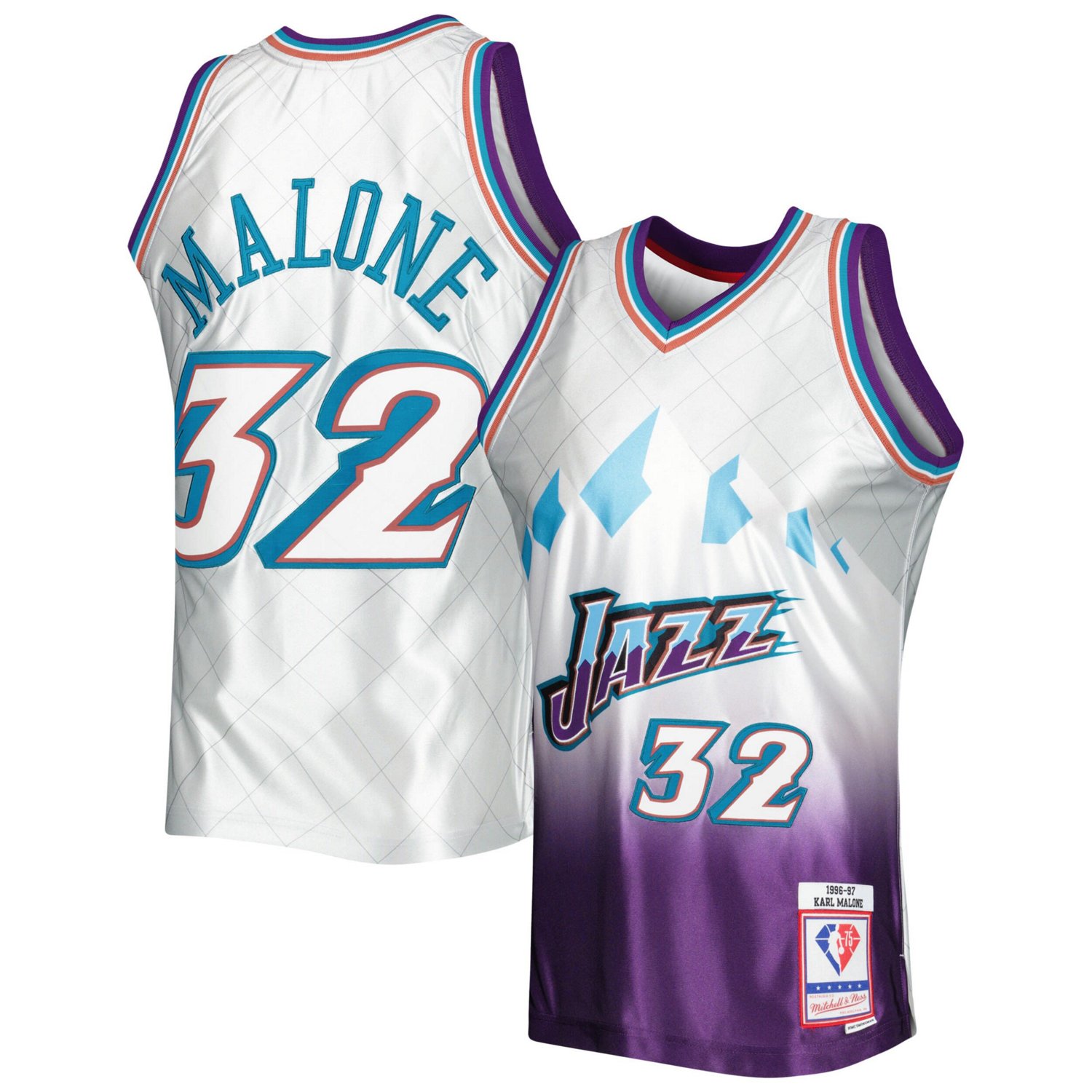 Mitchell Ness Karl Malone Utah Jazz 1996/97 Hardwood Classics 75th ...