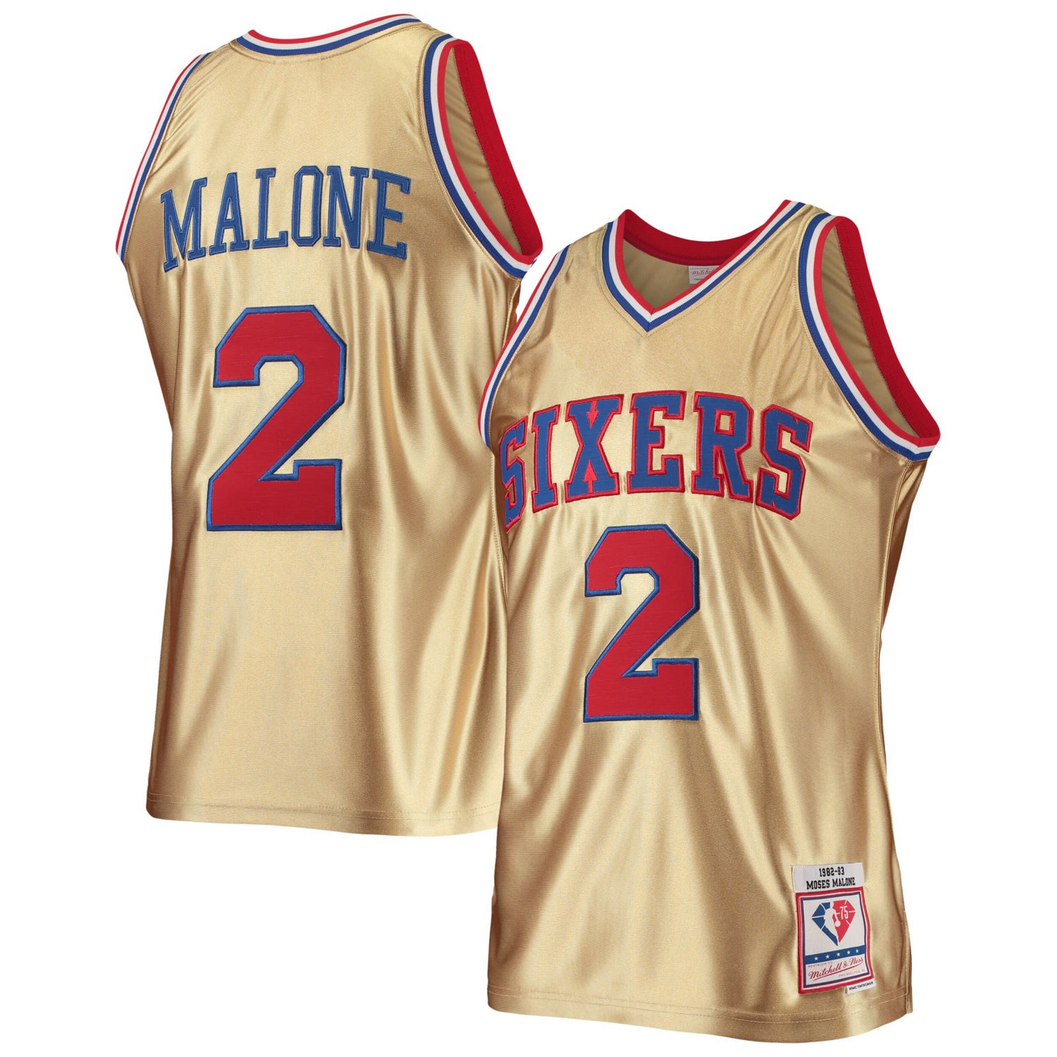 Mitchell Ness Moses Malone Philadelphia 76ers 75th Anniversary 1982/83 ...