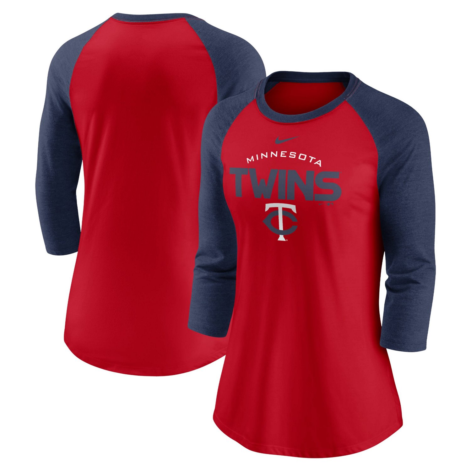 Nike /Navy Minnesota Twins Modern Baseball Arch Tri-Blend Raglan Three ...