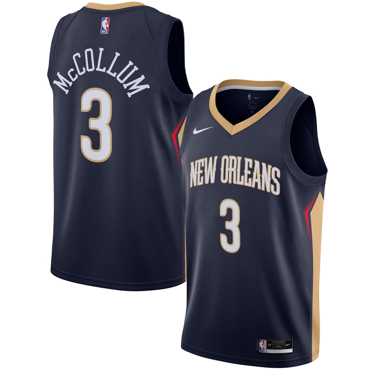 Nike CJ McCollum New Orleans Pelicans Swingman Jersey - Icon Edition ...