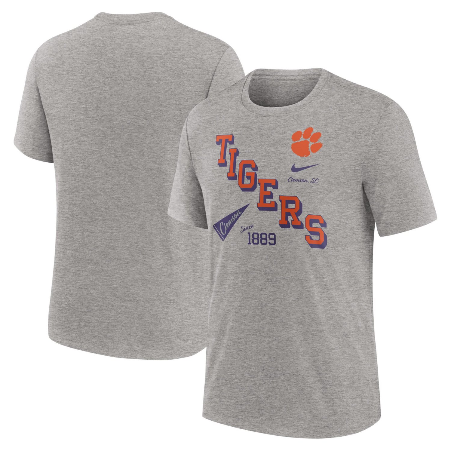 Nike Clemson Tigers Blitz Roll Call Tri-Blend T-Shirt | Academy