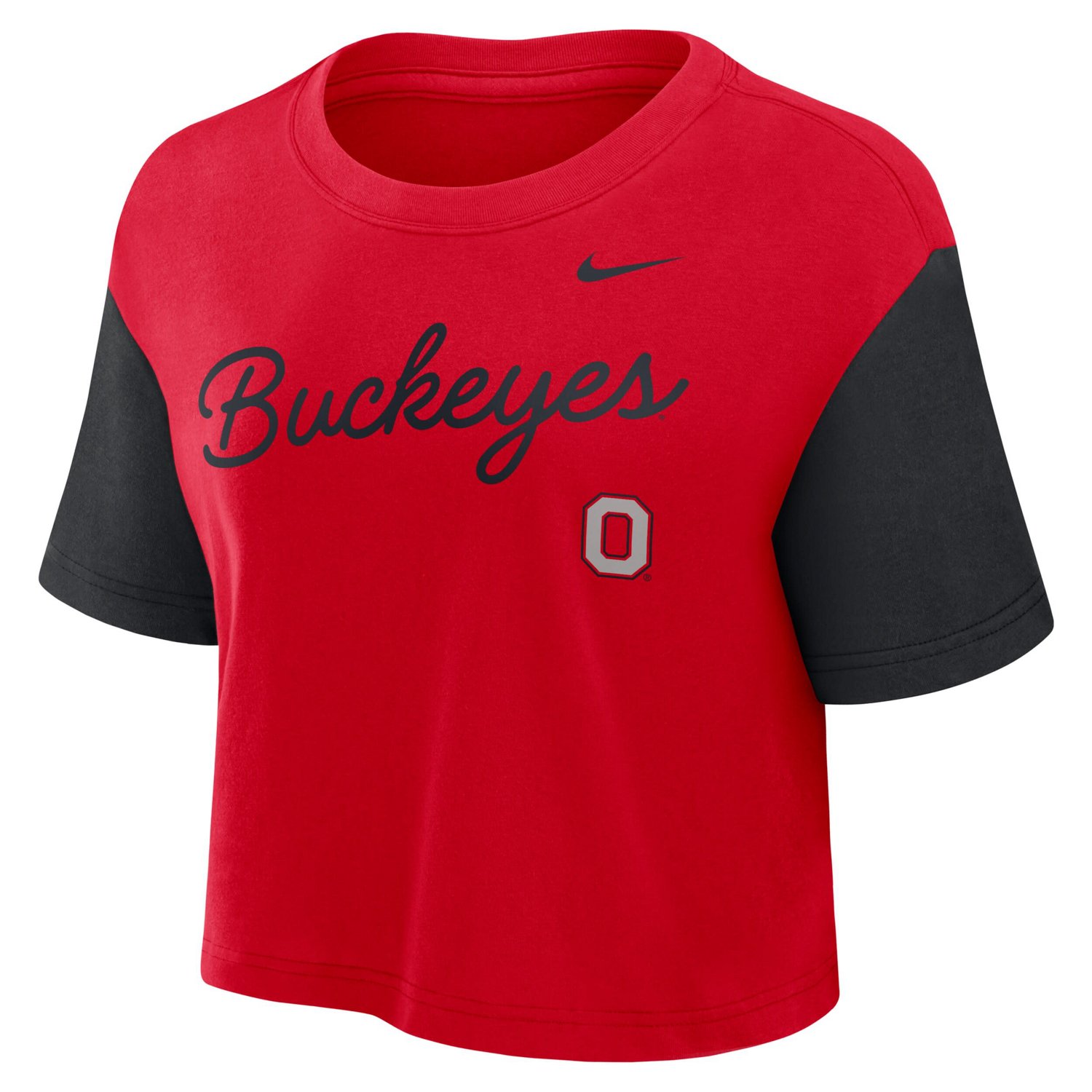 Nike Ohio State Buckeyes Color-Block Script Dri-FIT Cropped T-Shirt ...