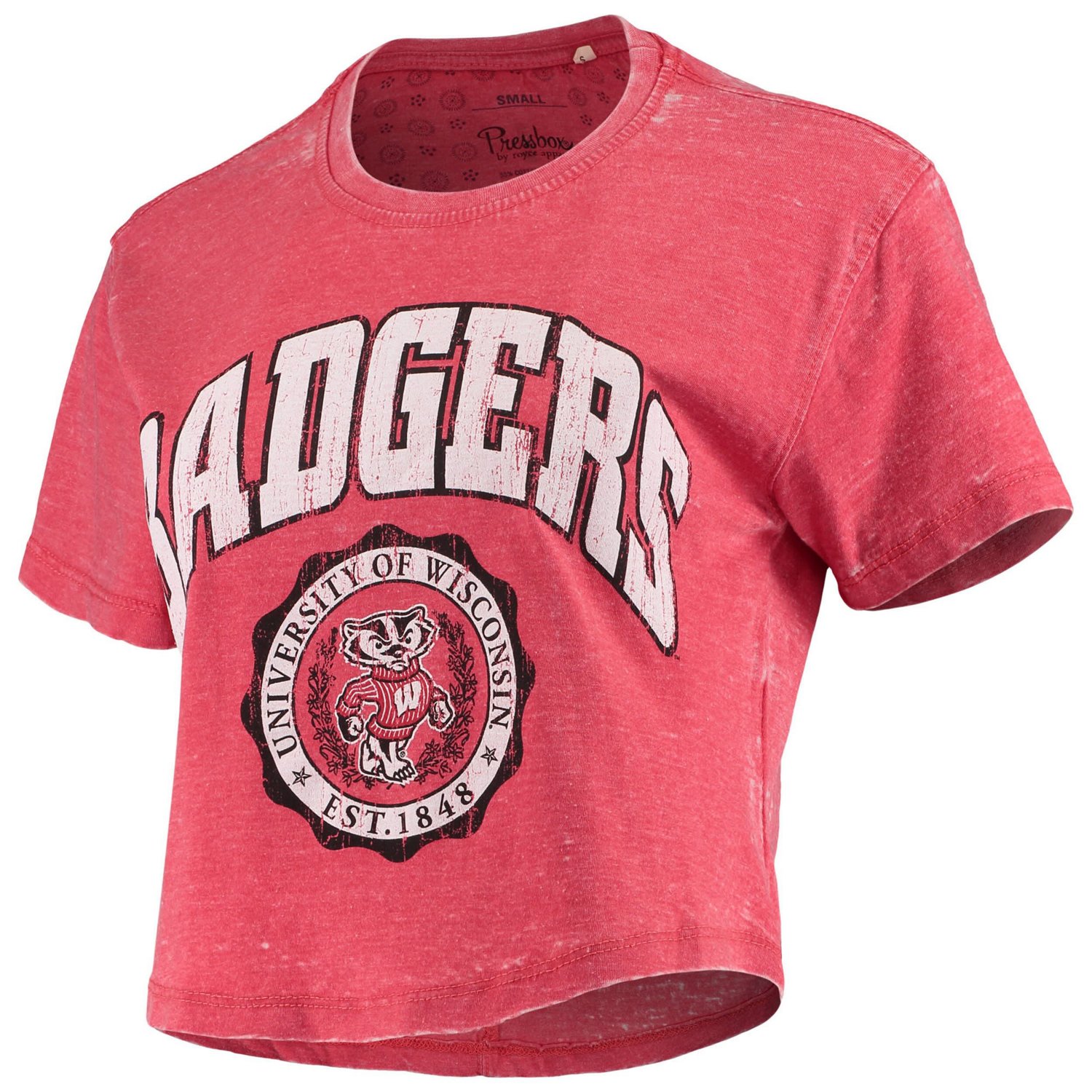 Pressbox Wisconsin Badgers Edith Vintage Burnout Crop T-Shirt | Academy