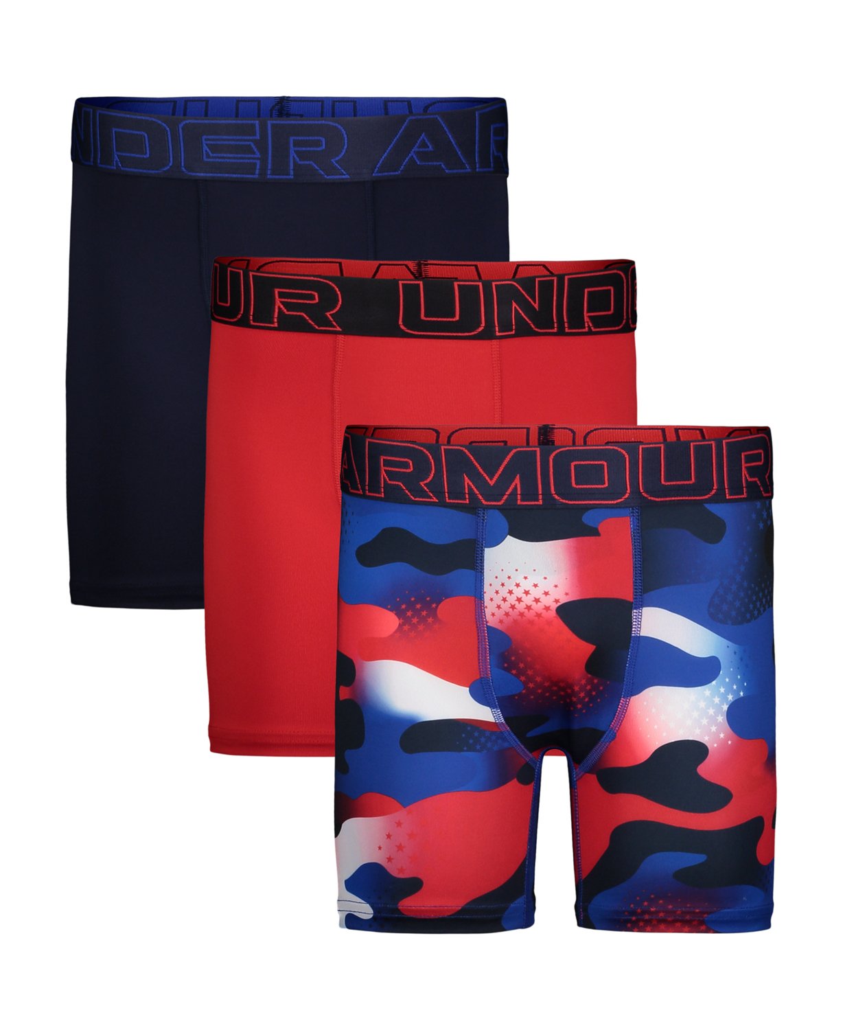 Under Armour Boy's Performance Tech USA Boxer Briefs 3Pack Academy