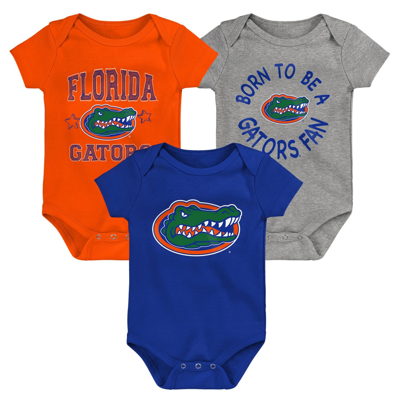 Newborn /Orange/Heather Gray Florida Gators 3Pack Born To Be Bodysuit