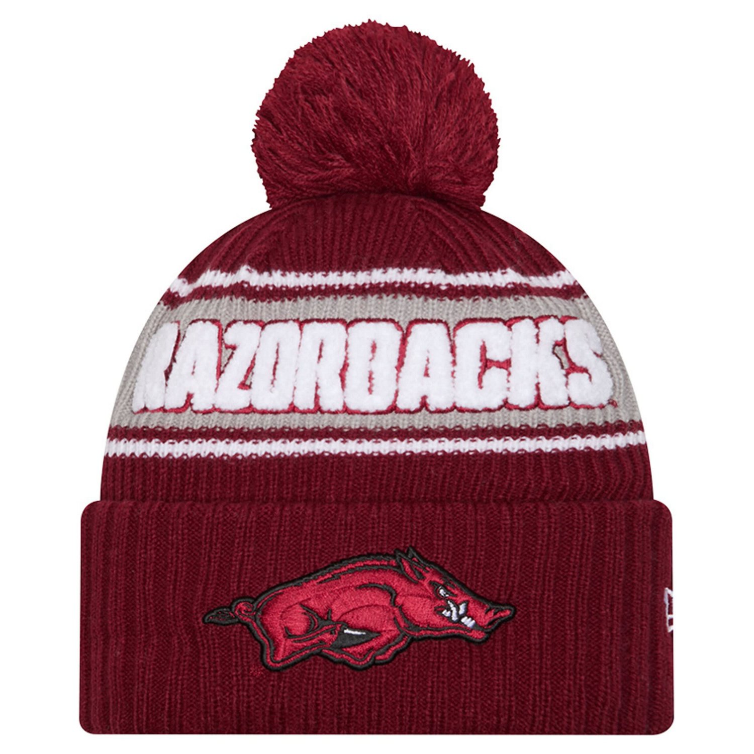 New Era Arkansas Razorbacks Bold Cuffed Knit Hat with Pom | Academy